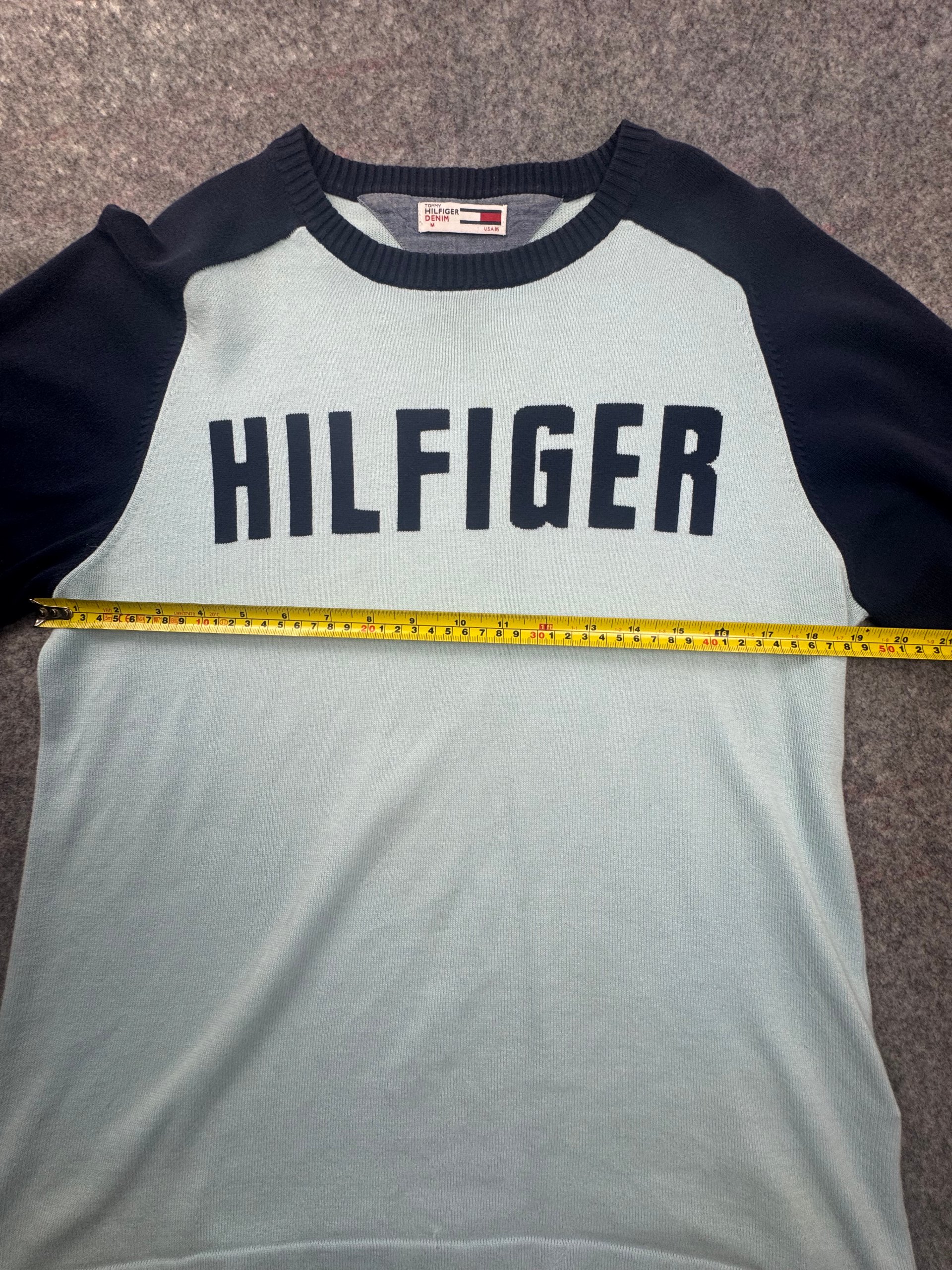 Tommy Hilfiger Light Blue & Navy Raglan Knit Jumper Men’s M image 5