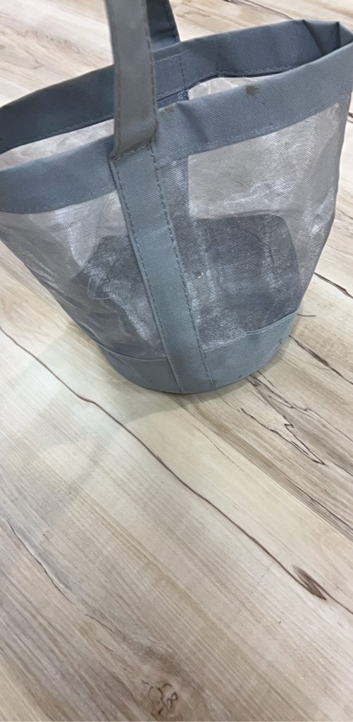 Grey Mesh & Fabric Tote Bag with Handle