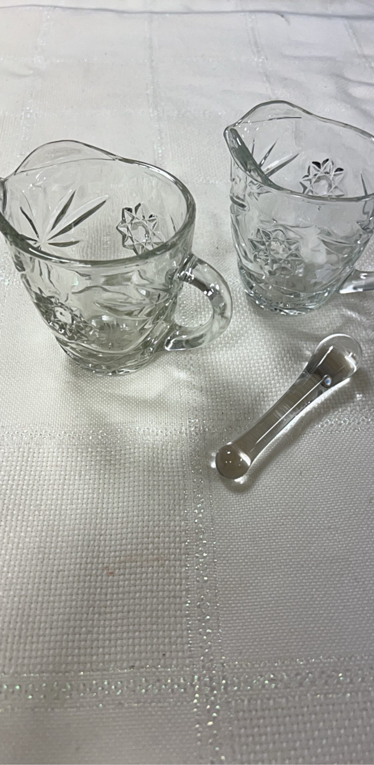 Clear Glass Creamer & Sugar Set with Spoon image 2