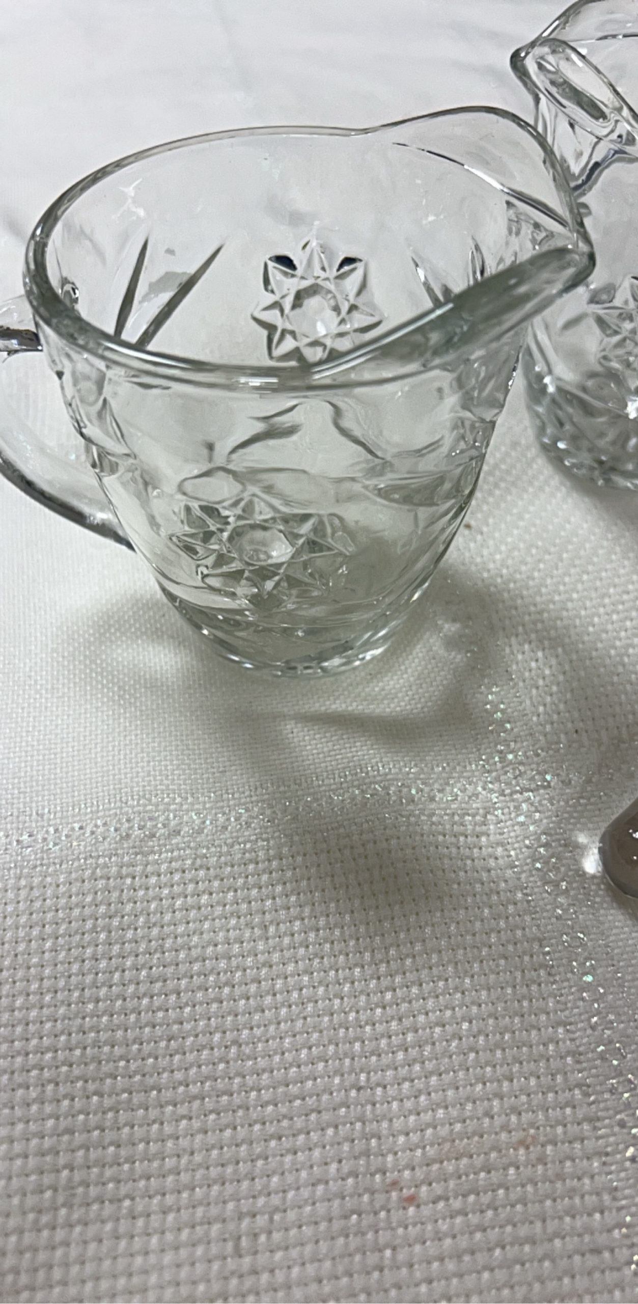 Clear Glass Creamer & Sugar Set with Spoon image 4