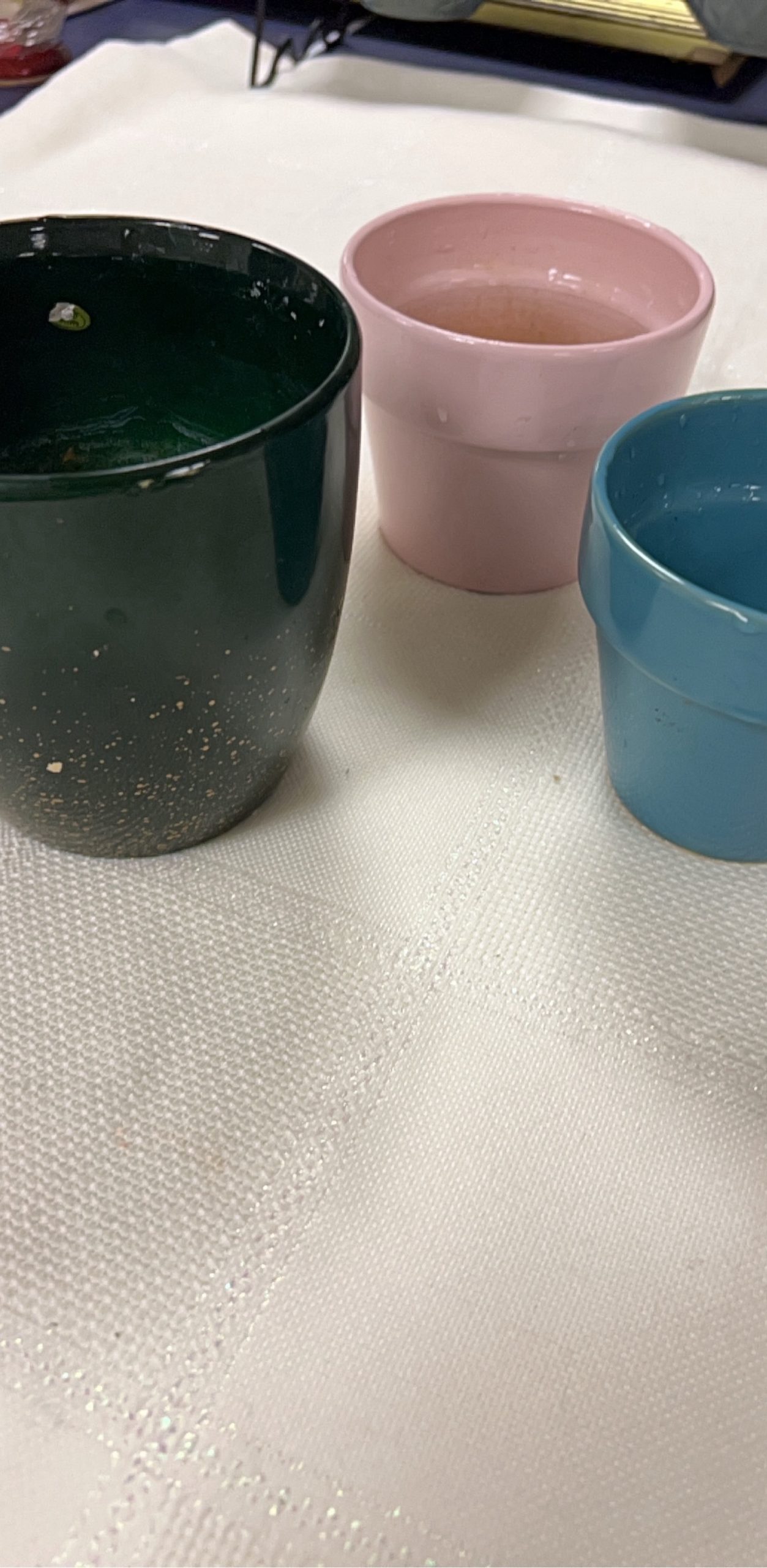 3 Ceramic Plant Pots Multi Colour 3-4 in Diameter