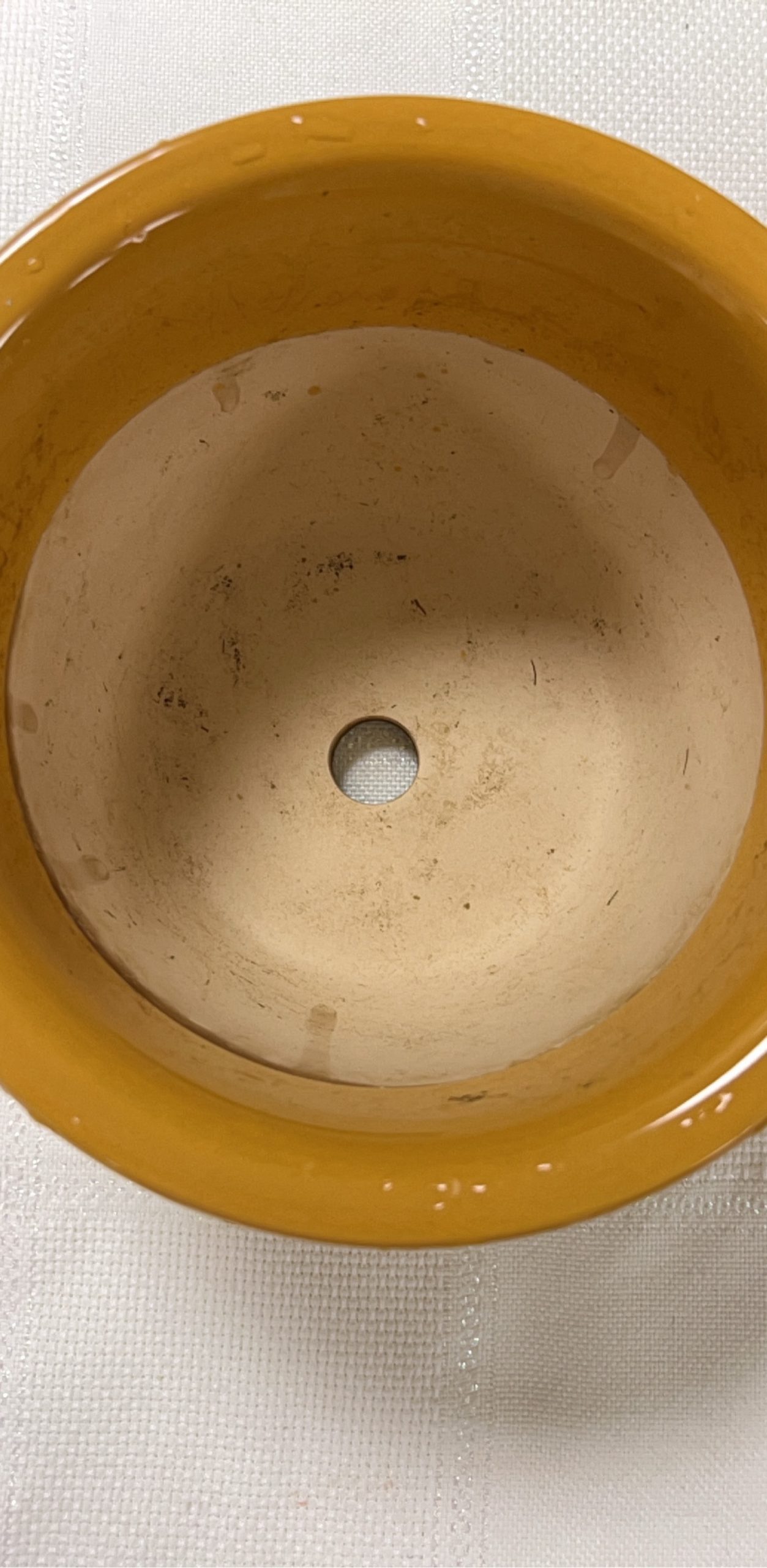Mustard Yellow Ceramic Flower Pot with Drainage Hole 7in Diameter image 2