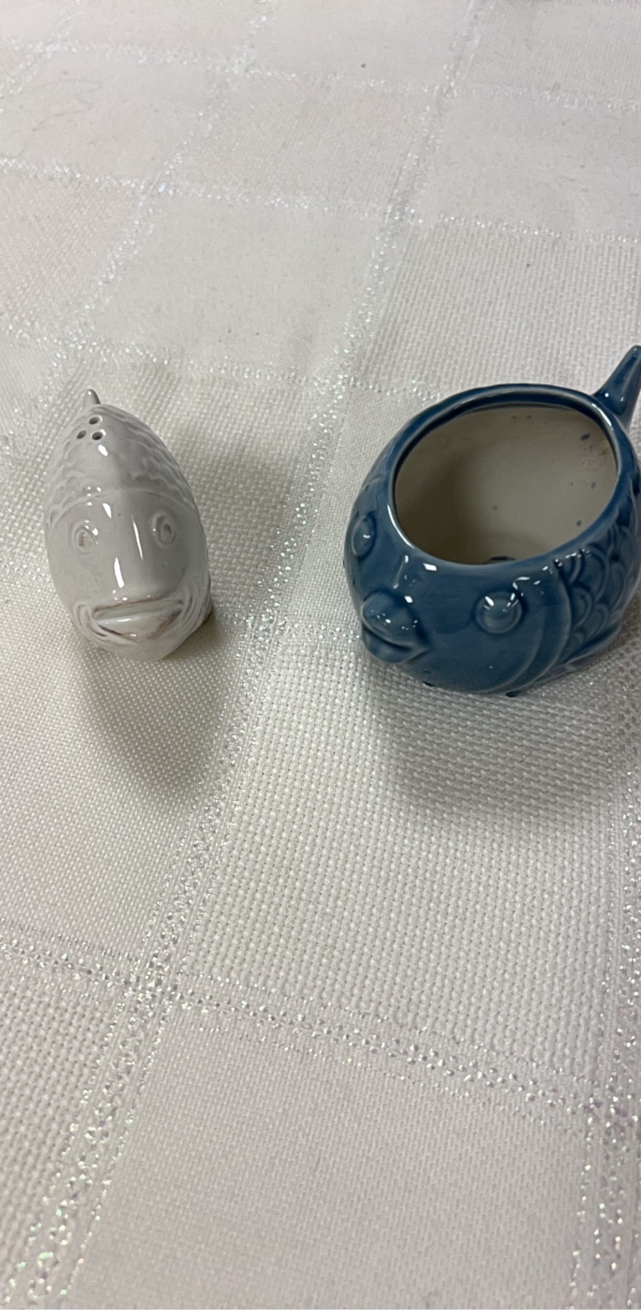 Ceramic Blue & White Fish Salt and Pepper Shakers
