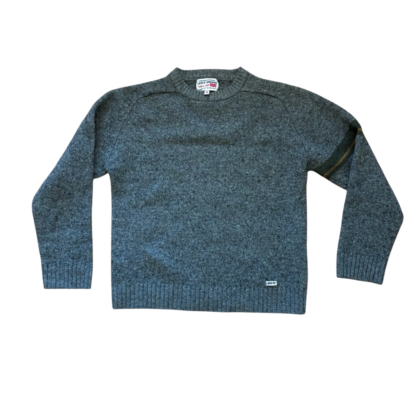 Levi's Grey Wool Blend Elbow Patch Crewneck Sweater Medium