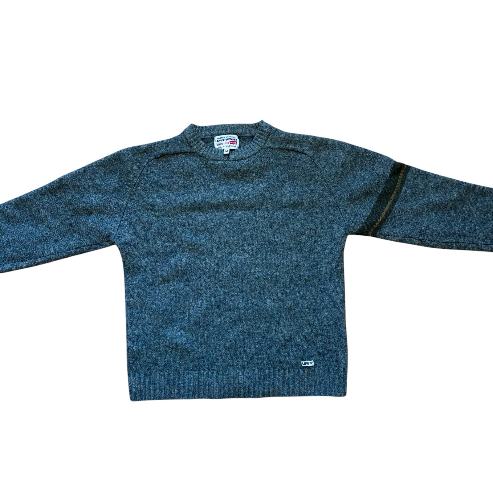 Levi's Grey Wool Blend Elbow Patch Crewneck Sweater Medium image 2