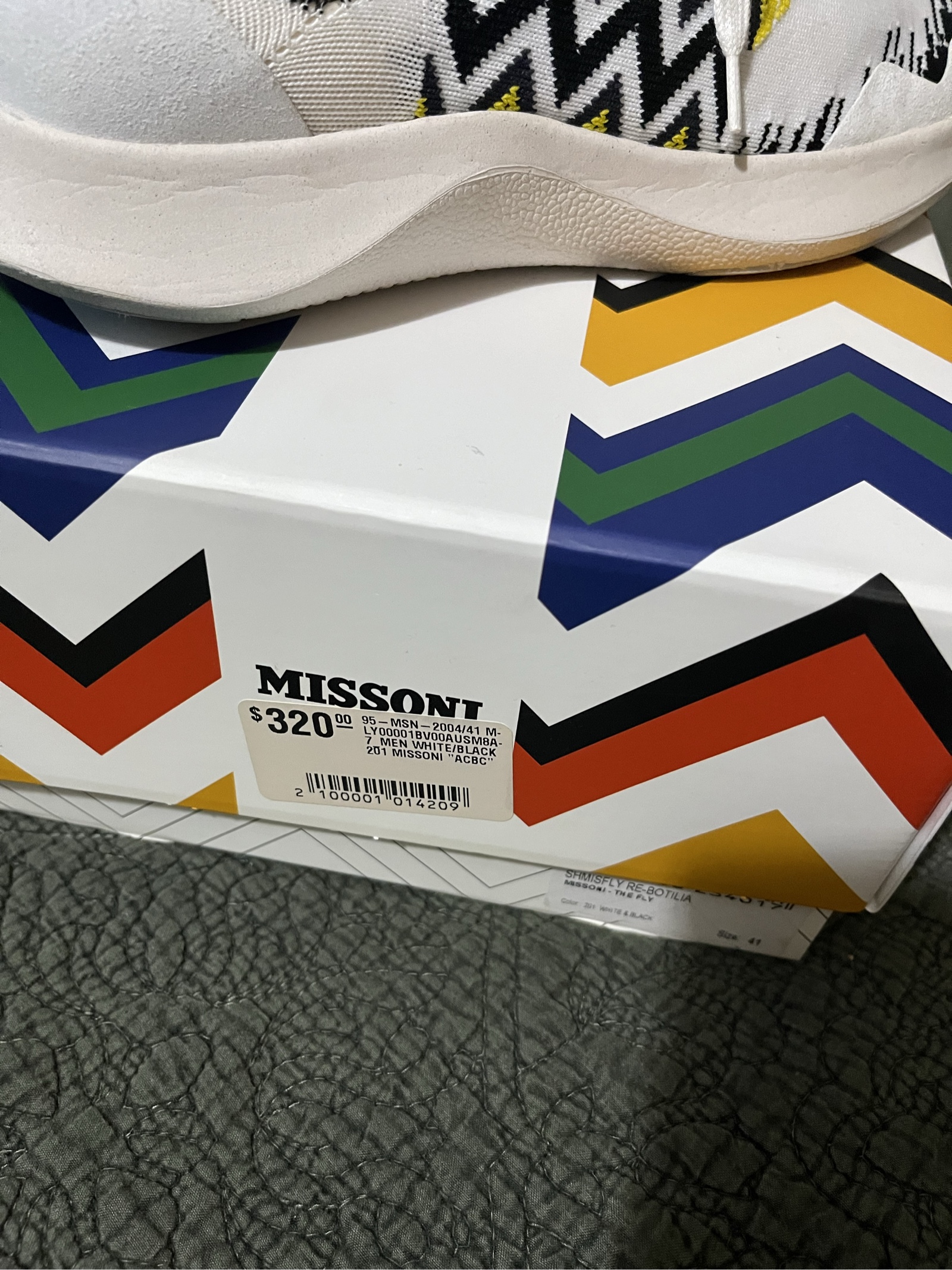 Missoni Men White, Black & Yellow Sneakers EU 41 image 5