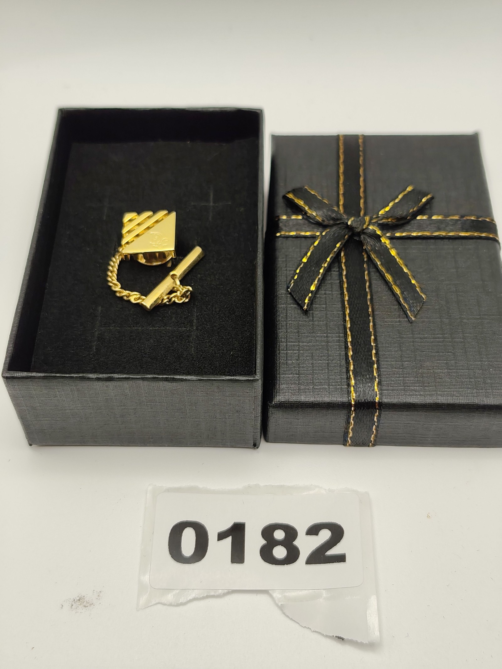 Dior Men Gold-Tone Tie Tack Pin with Chain