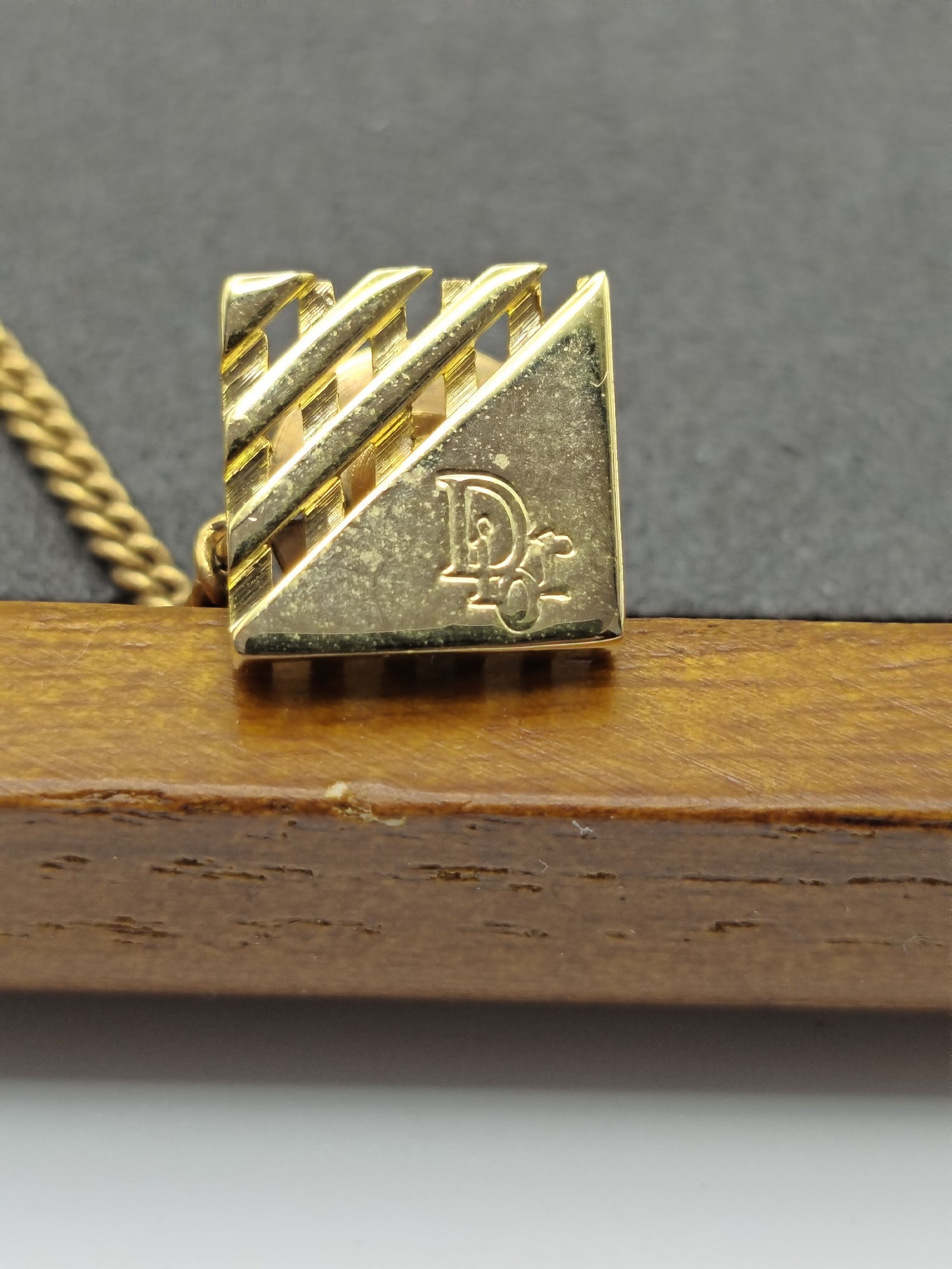 Dior Men Gold-Tone Tie Tack Pin with Chain image 3