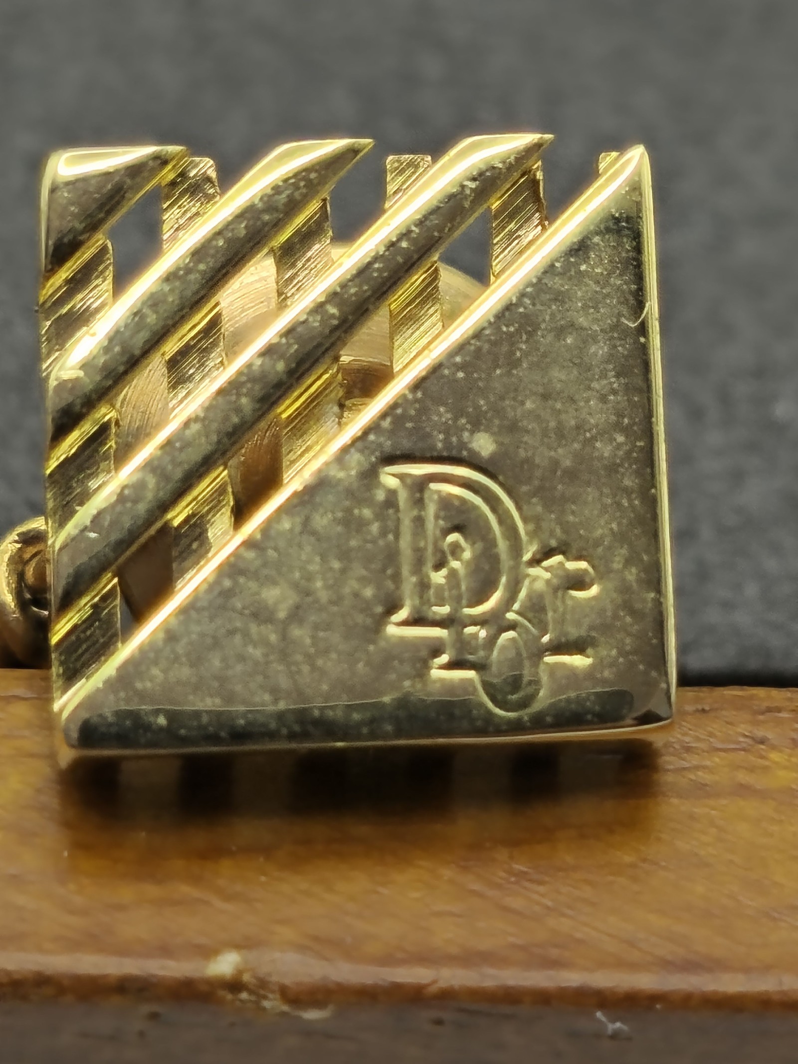 Dior Men Gold-Tone Tie Tack Pin with Chain image 4