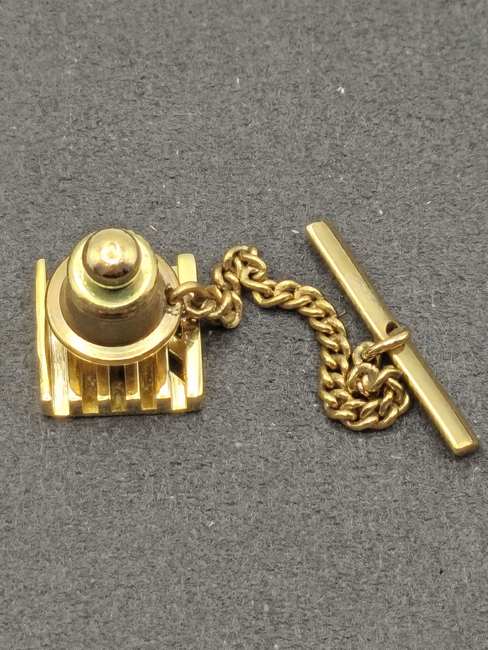 Dior Men Gold-Tone Tie Tack Pin with Chain image 5