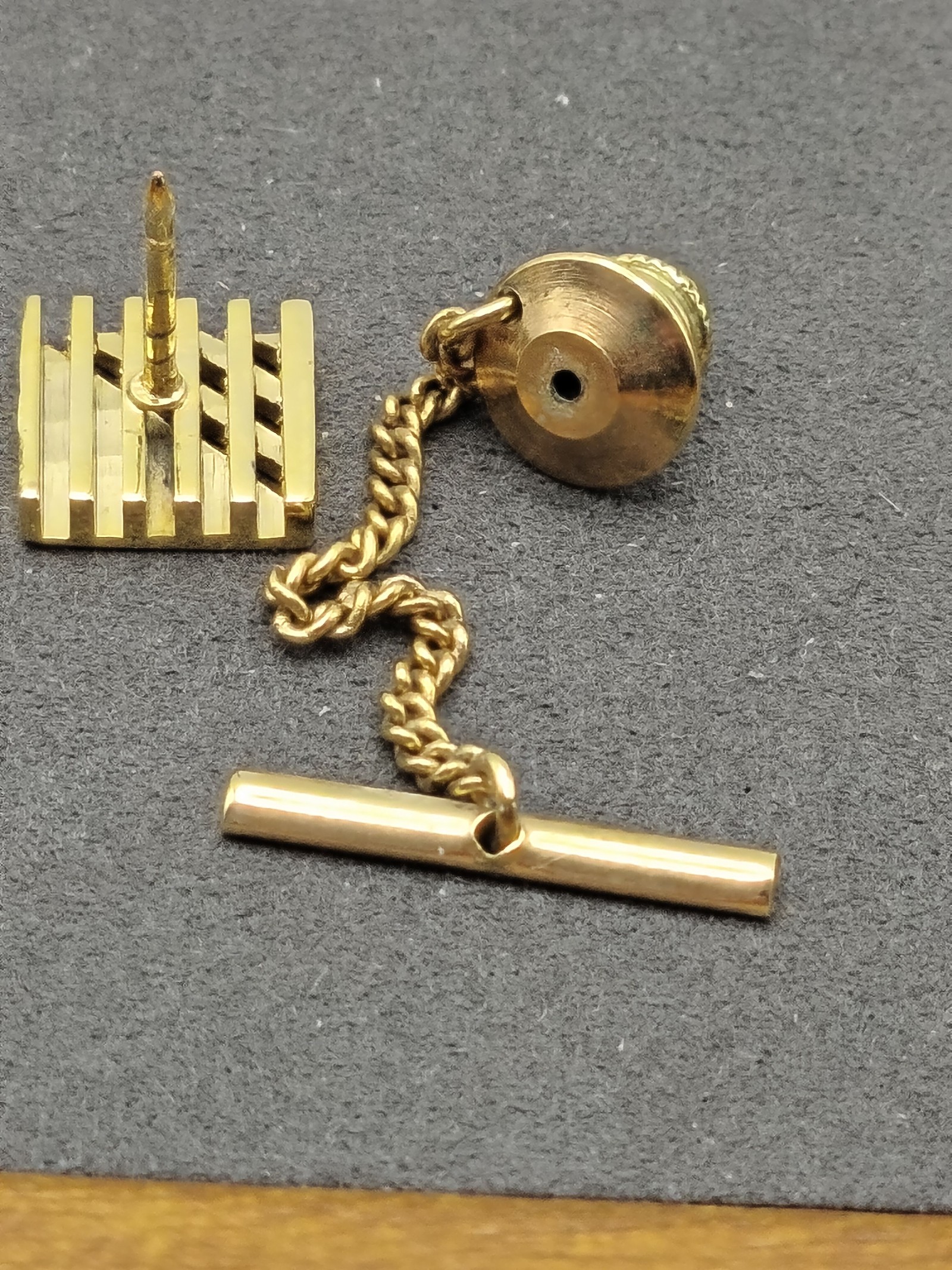 Dior Men Gold-Tone Tie Tack Pin with Chain image 6
