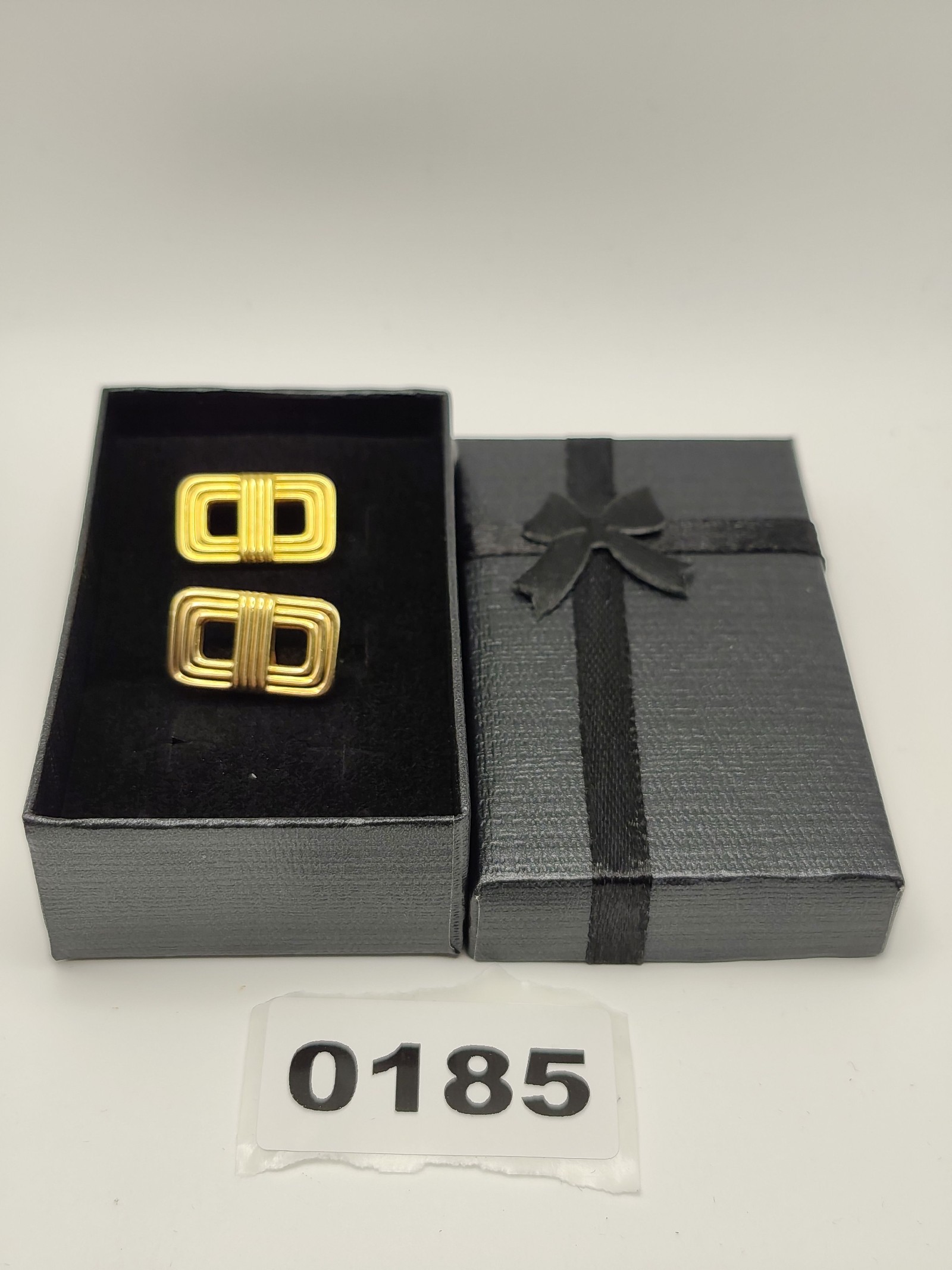Christian Dior Gold Tone Cufflinks Unisex with Gift Box