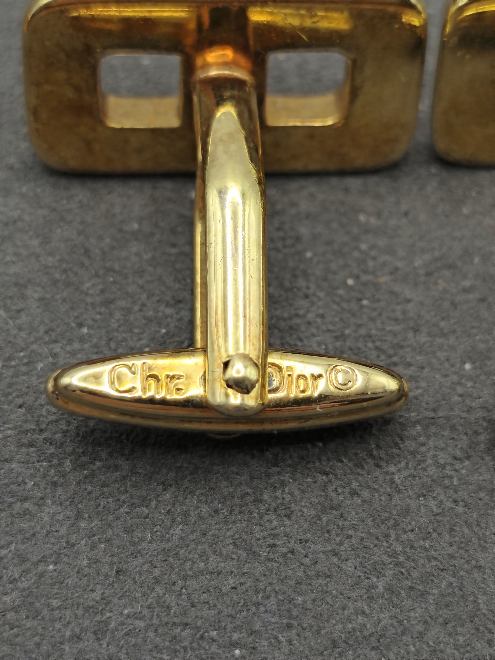 Christian Dior Gold Tone Cufflinks Unisex with Gift Box image 3