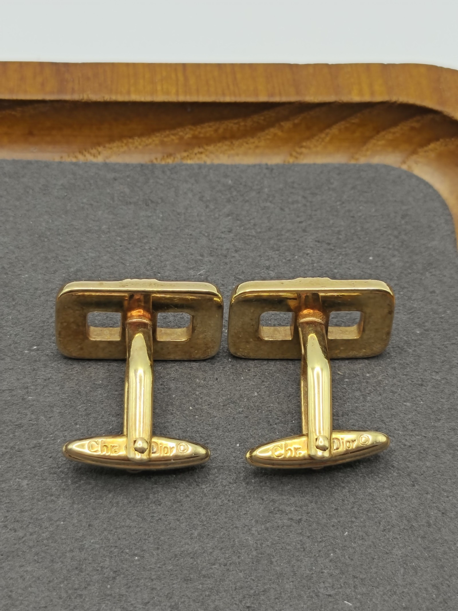 Christian Dior Gold Tone Cufflinks Unisex with Gift Box image 5