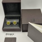 Dunhill Men's Yellow & Black Checkered Silver Tone Cufflinks
