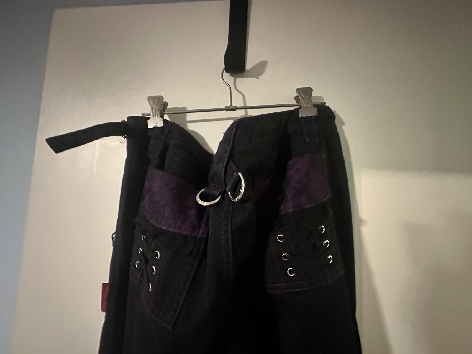 Tripp Purple & Black Gothic Chain Detail Pants Laced Side UK Large image 6