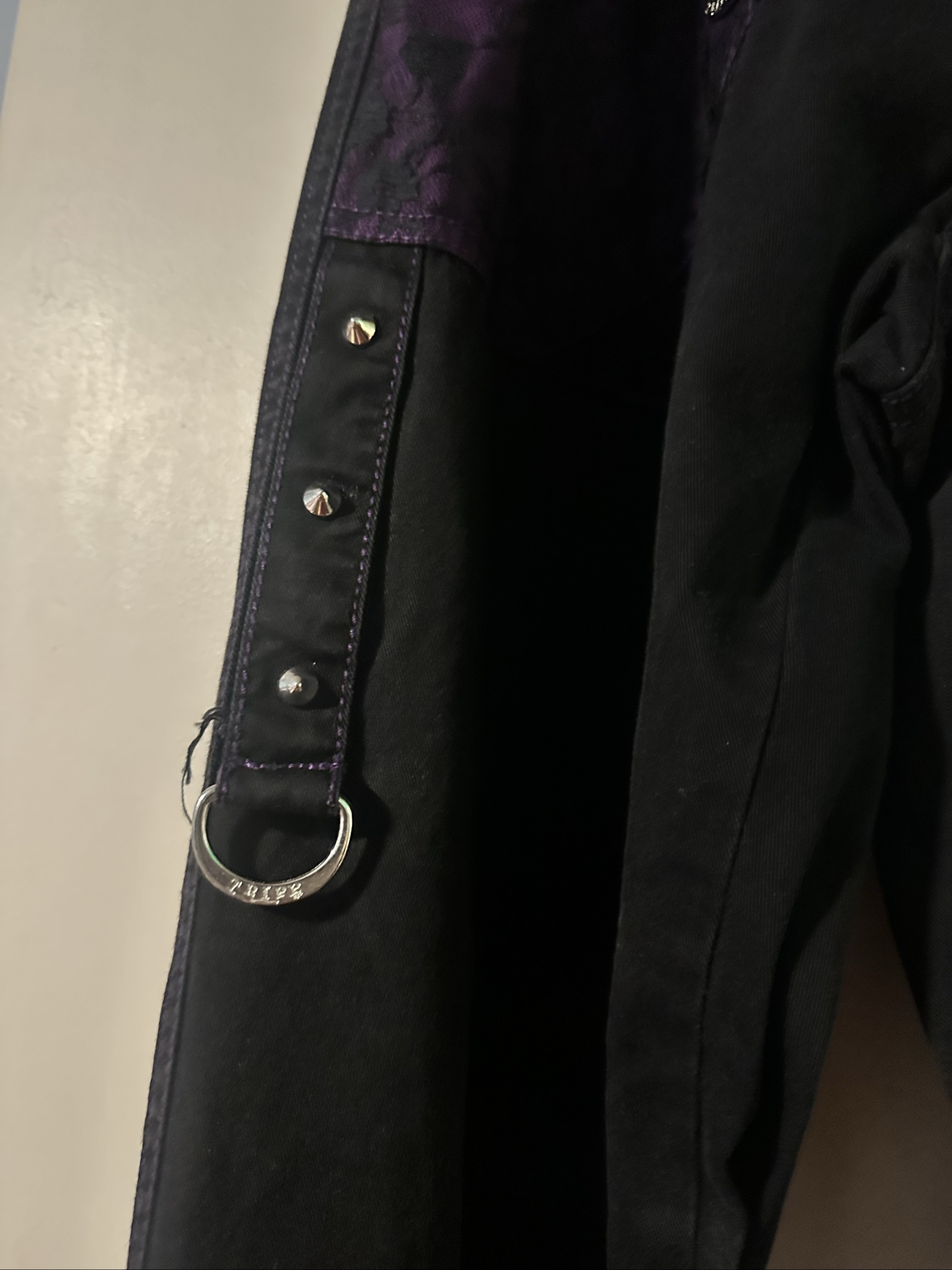 Tripp Purple & Black Gothic Chain Detail Pants Laced Side UK Large image 10