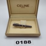 Celine Men's Silver & Gold Tone Tie Clip with Grey Enamel