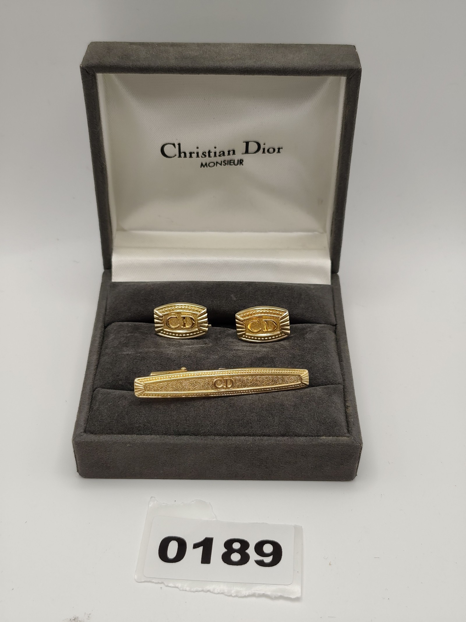 Christian Dior Gold Tone Monsieur Cufflinks & Tie Bar Set Other