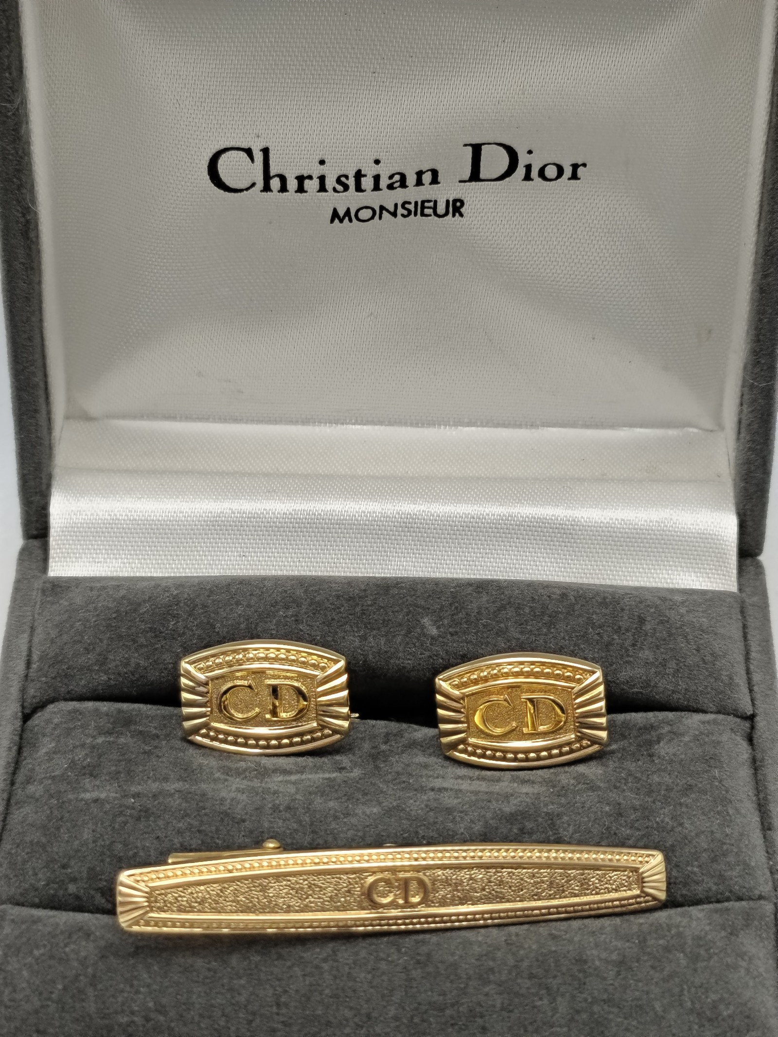 Christian Dior Gold Tone Monsieur Cufflinks & Tie Bar Set Other image 2