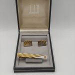 Dunhill Men Gold & Silver Tone Tie Clip & Cufflinks Set