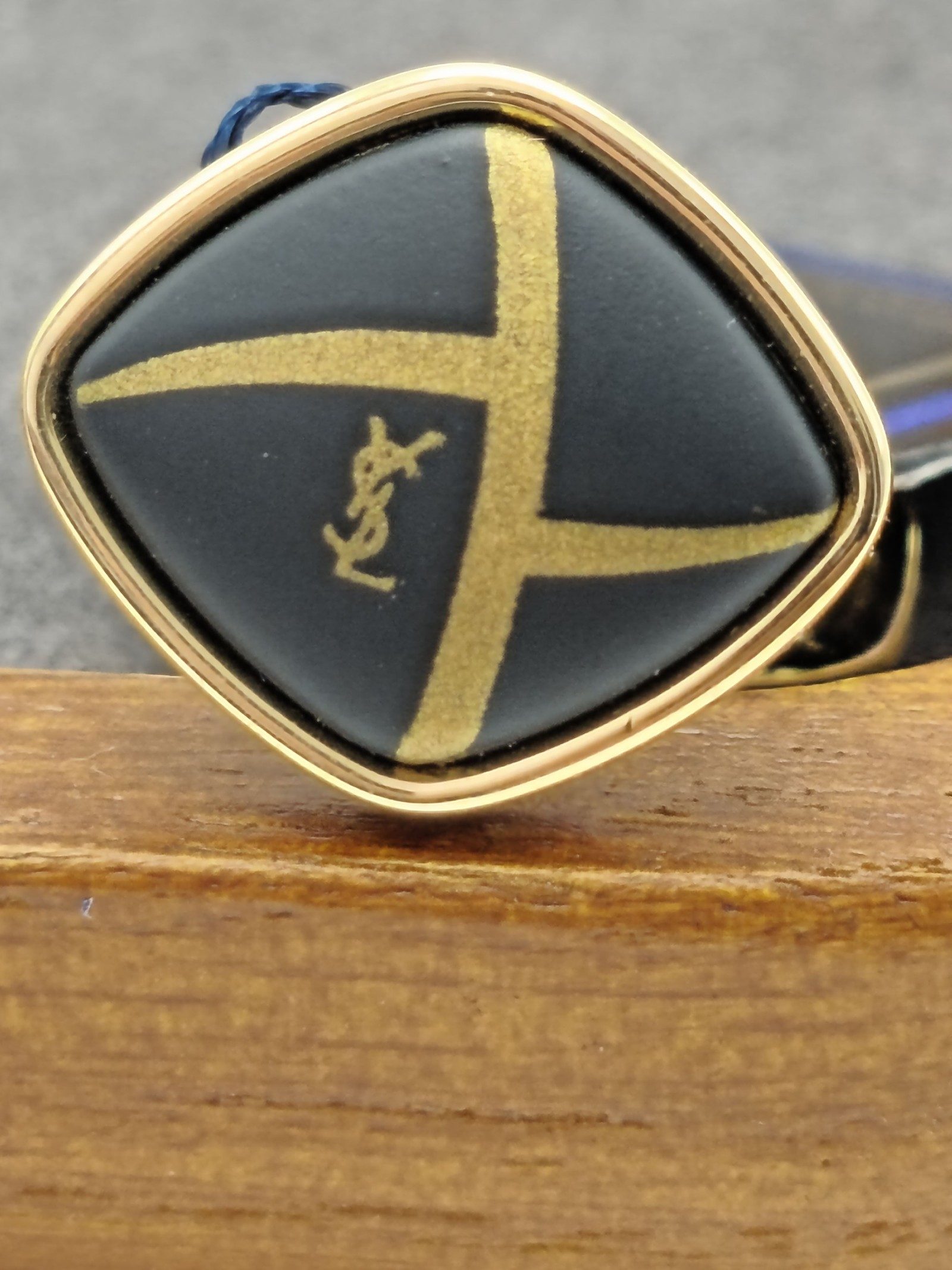 Yves Saint Laurent Men's Black & Gold Cufflinks & Tie Clip Set image 6