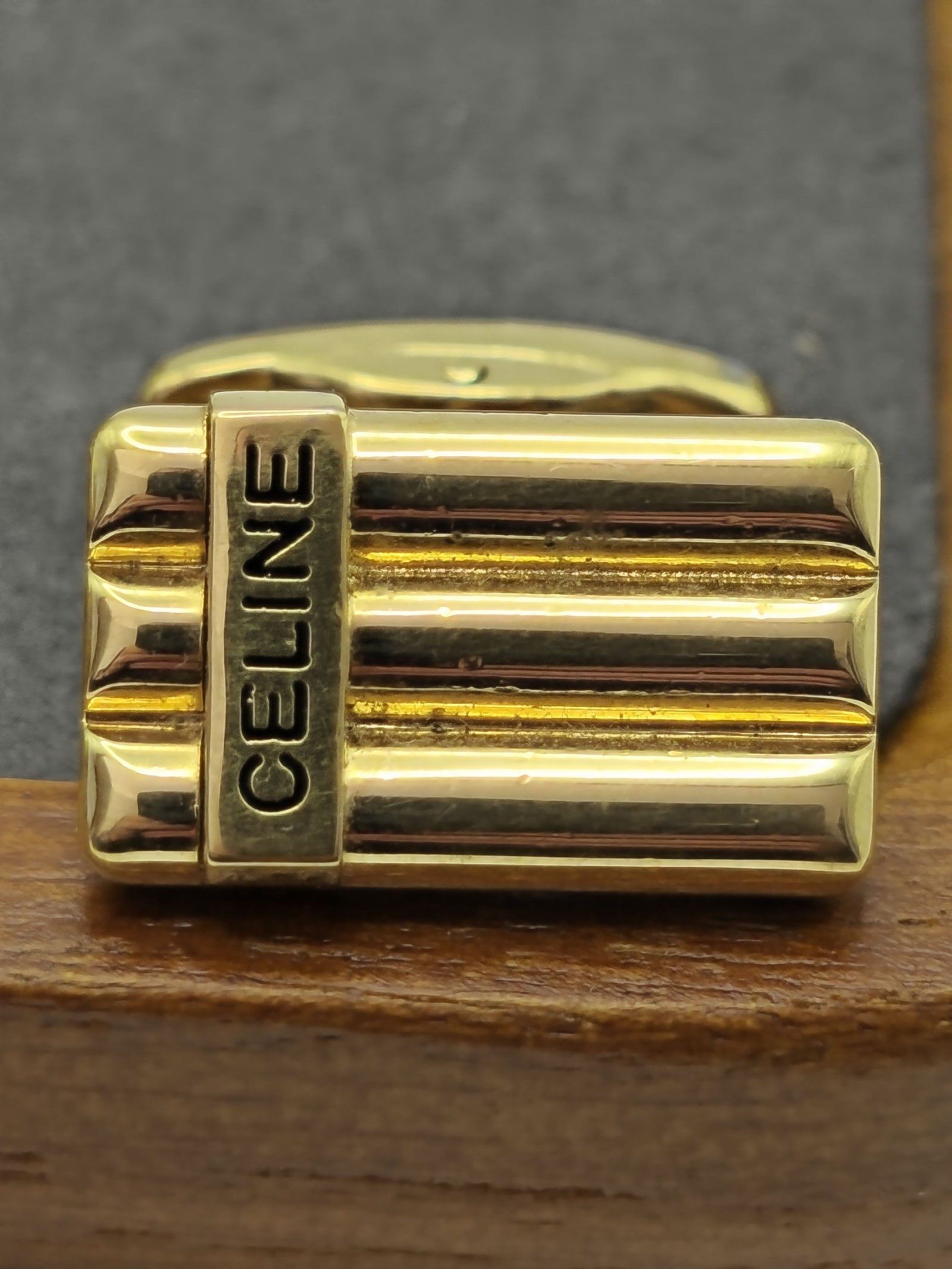 Celine Gold Tone Logo Cufflinks Men with Box image 5