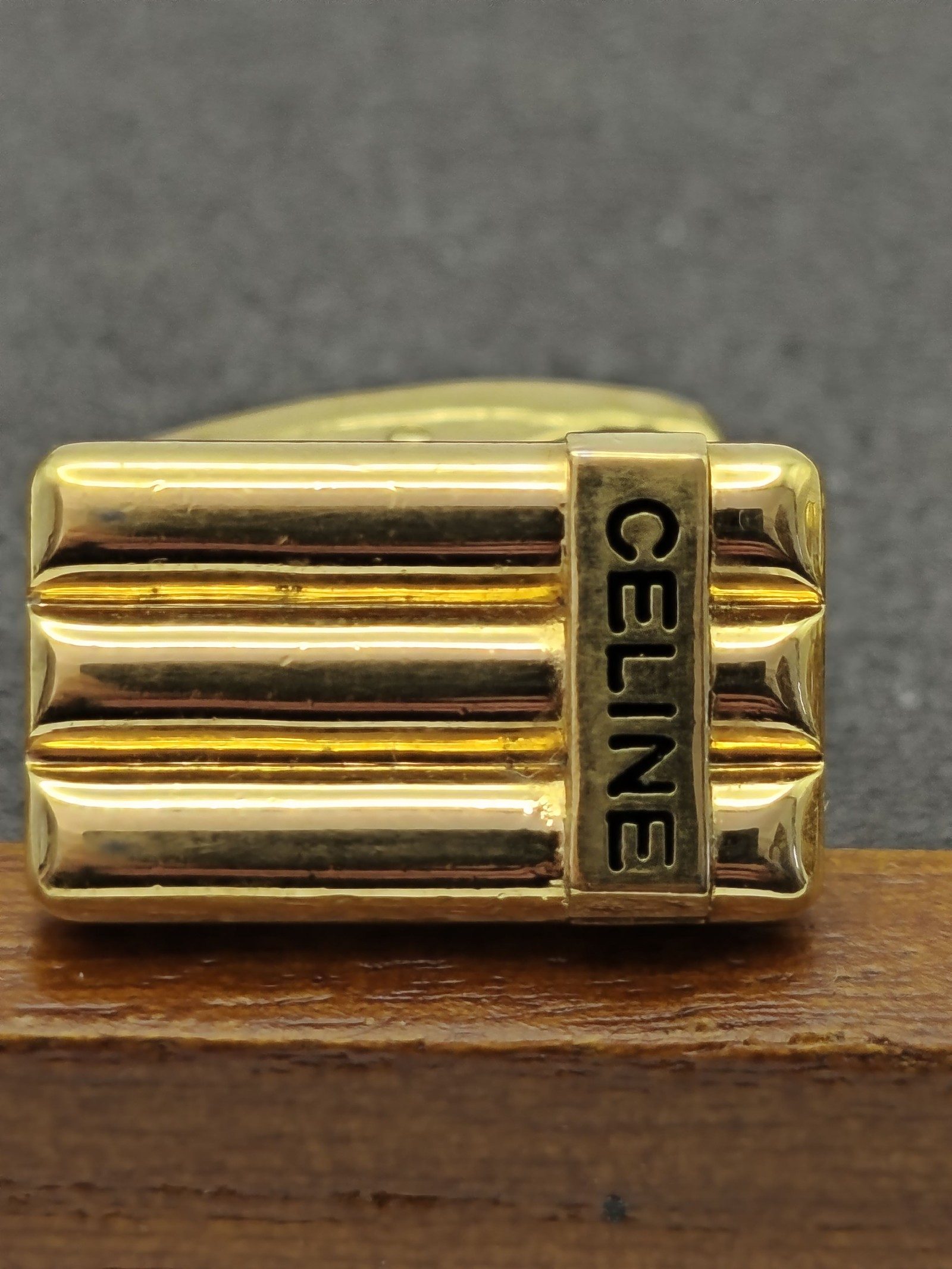 Celine Gold Tone Logo Cufflinks Men with Box image 8