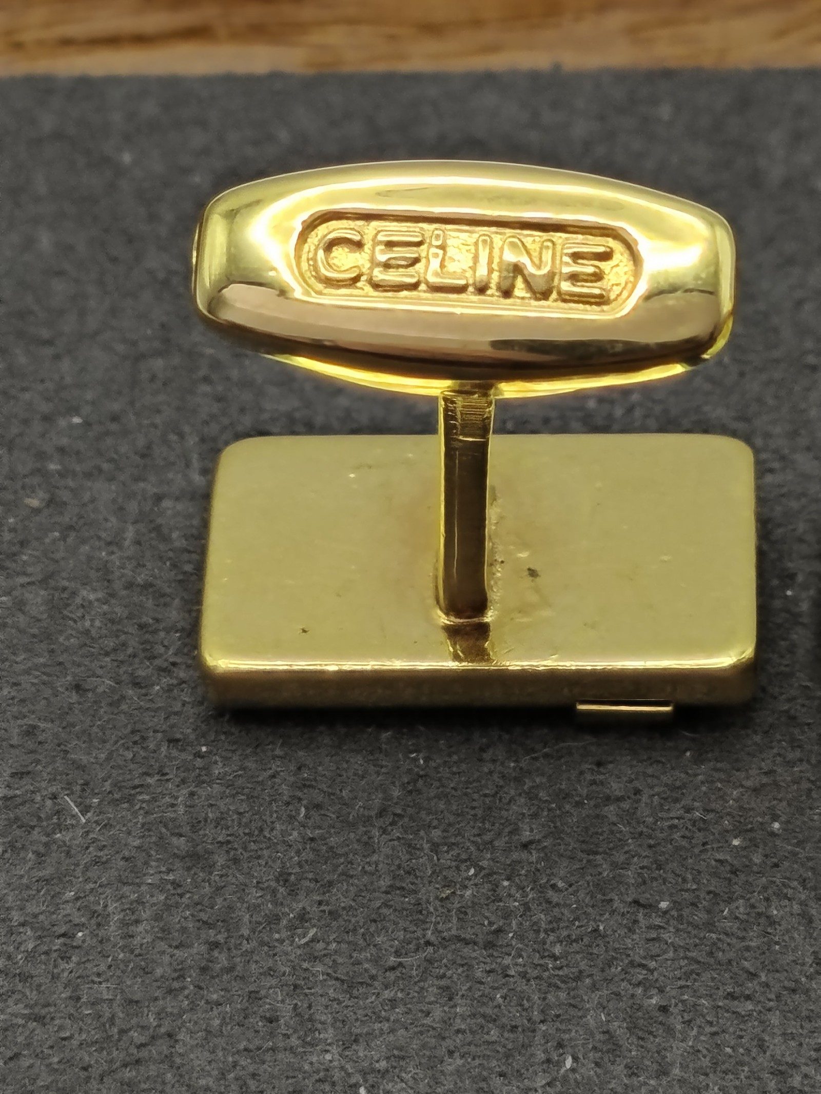 Celine Gold Tone Logo Cufflinks Men with Box image 9