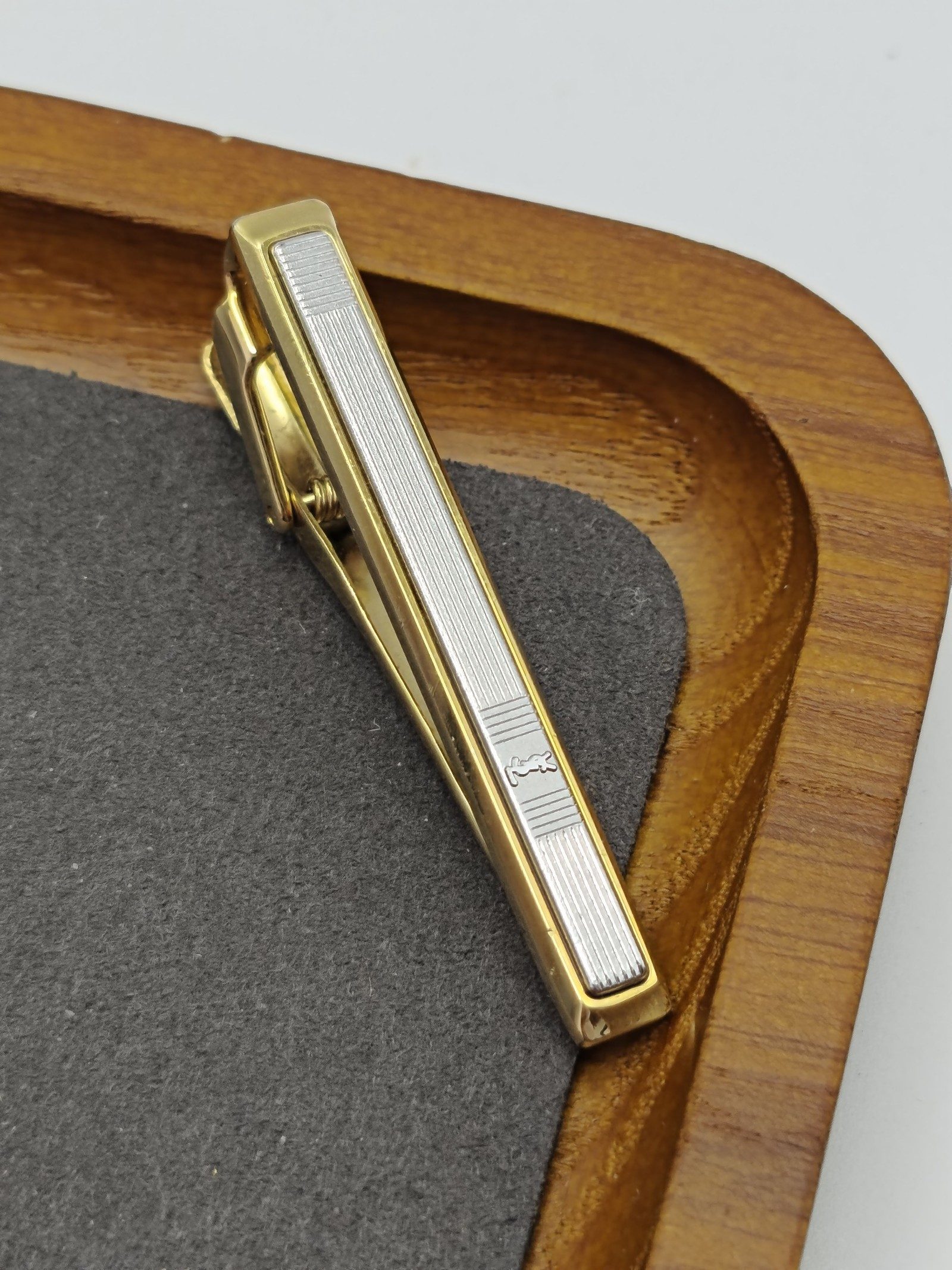 Yves Saint Laurent Gold & Silver Tone Tie Bar Clip Men's image 3