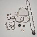 Costume Silver Tone Mixed Jewelry Set Necklace Earrings Rings Charms ect. B4