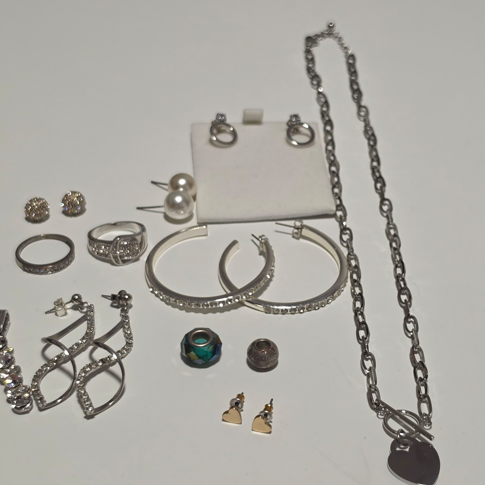 Costume Silver Tone Mixed Jewelry Set Necklace Earrings Rings Charms ect. B4 image 3