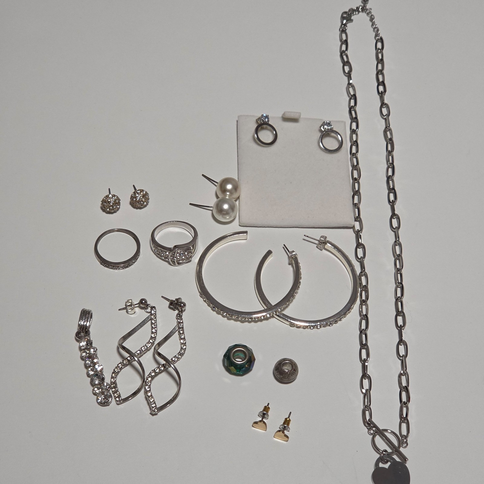 Costume Silver Tone Mixed Jewelry Set Necklace Earrings Rings Charms ect. B4 image 4