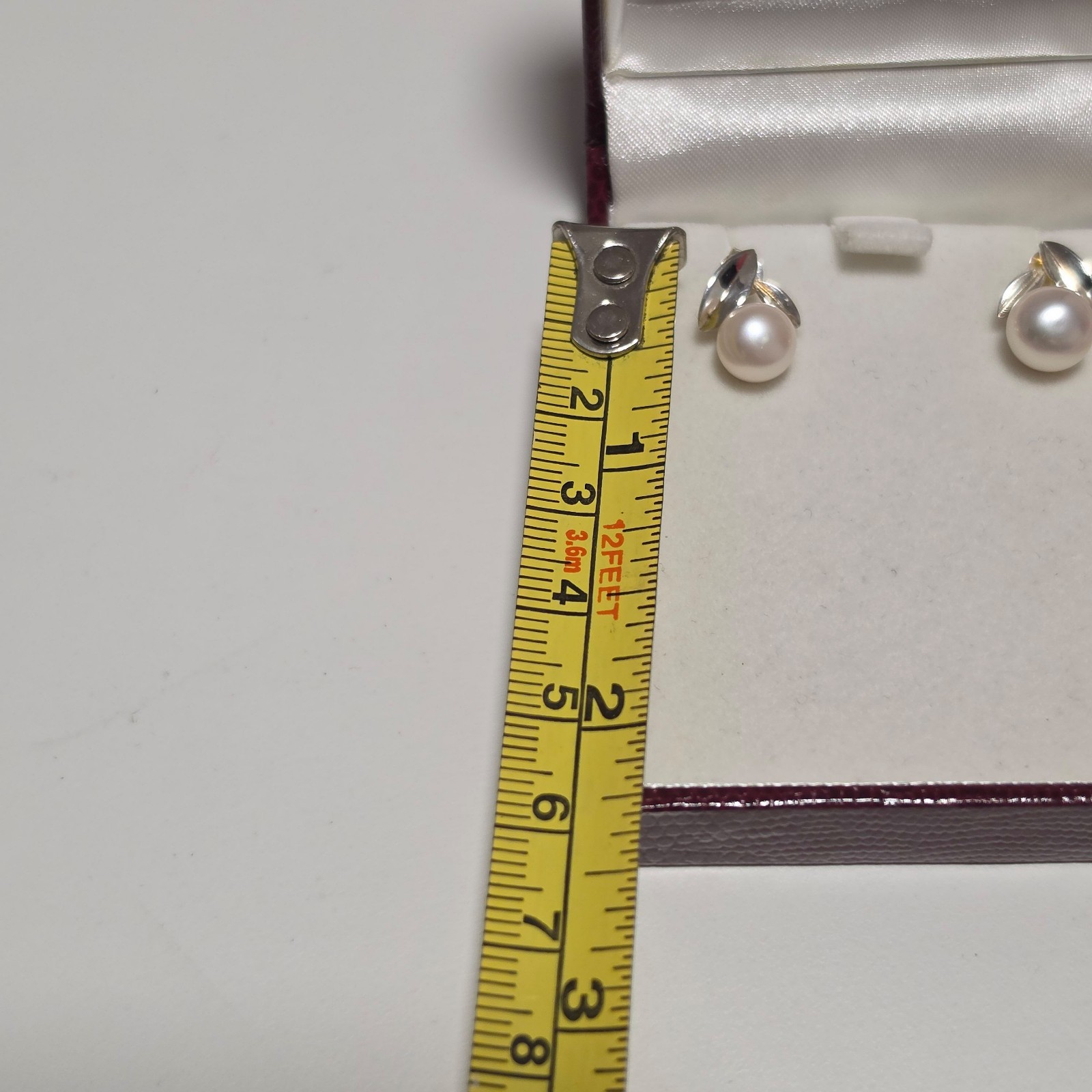 925 Silver & White Pearl Stud Earrings with Leaf Detail. B4 image 3