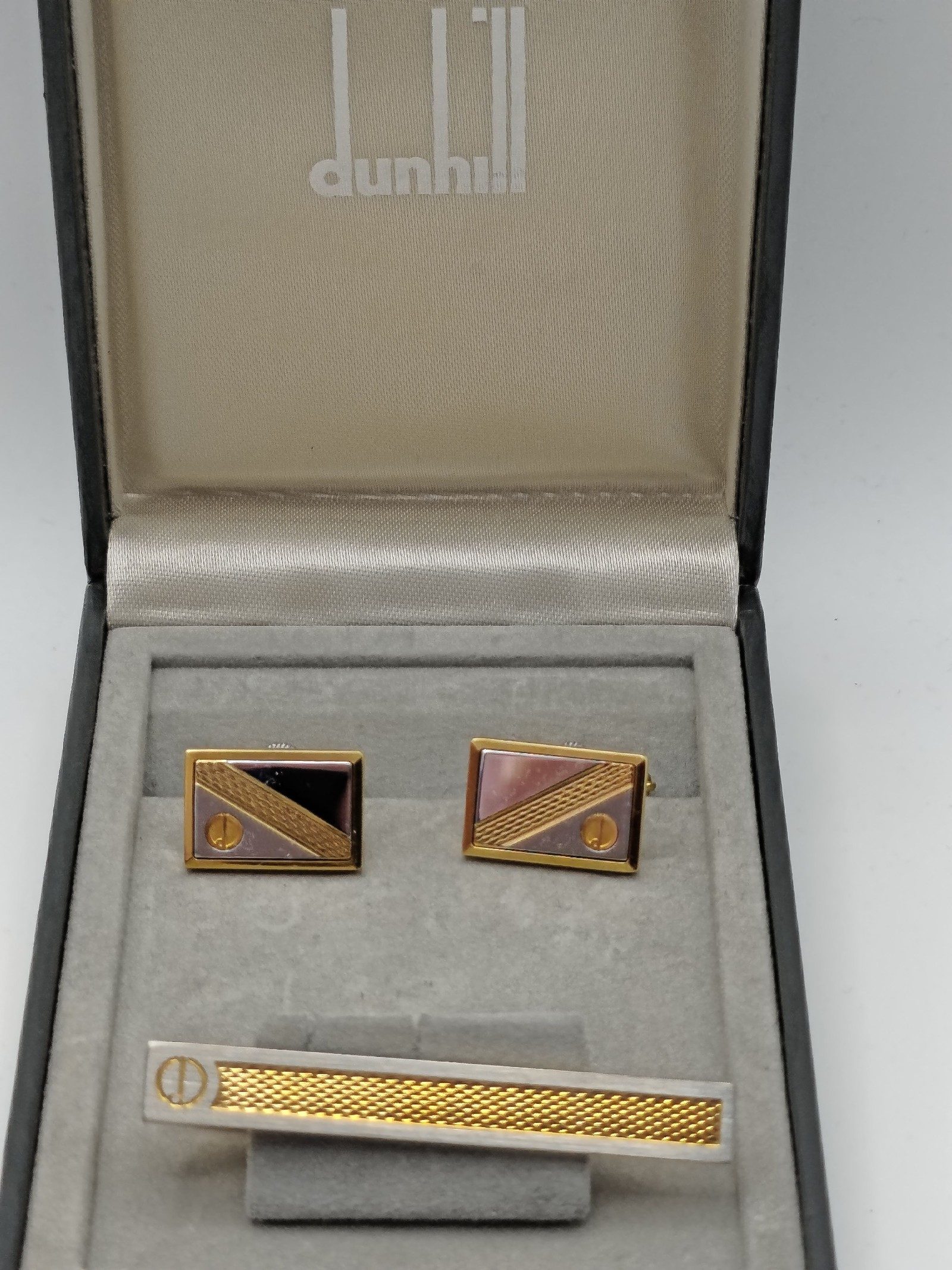 Dunhill Gold-tone & Silver tone Cufflinks & Tie Clip Set Men image 2