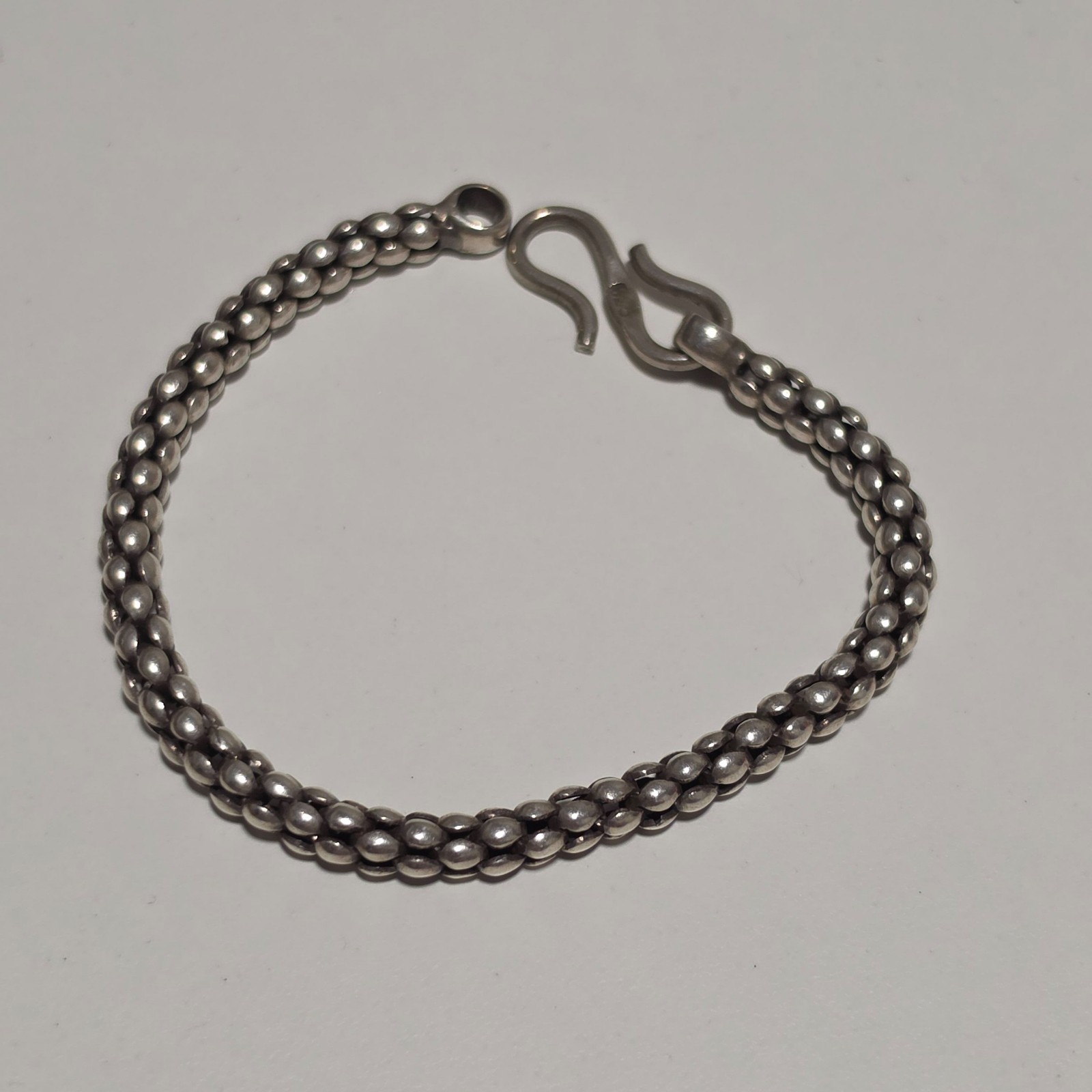 Sterling Silver Beaded Chain Bracelet Unisex