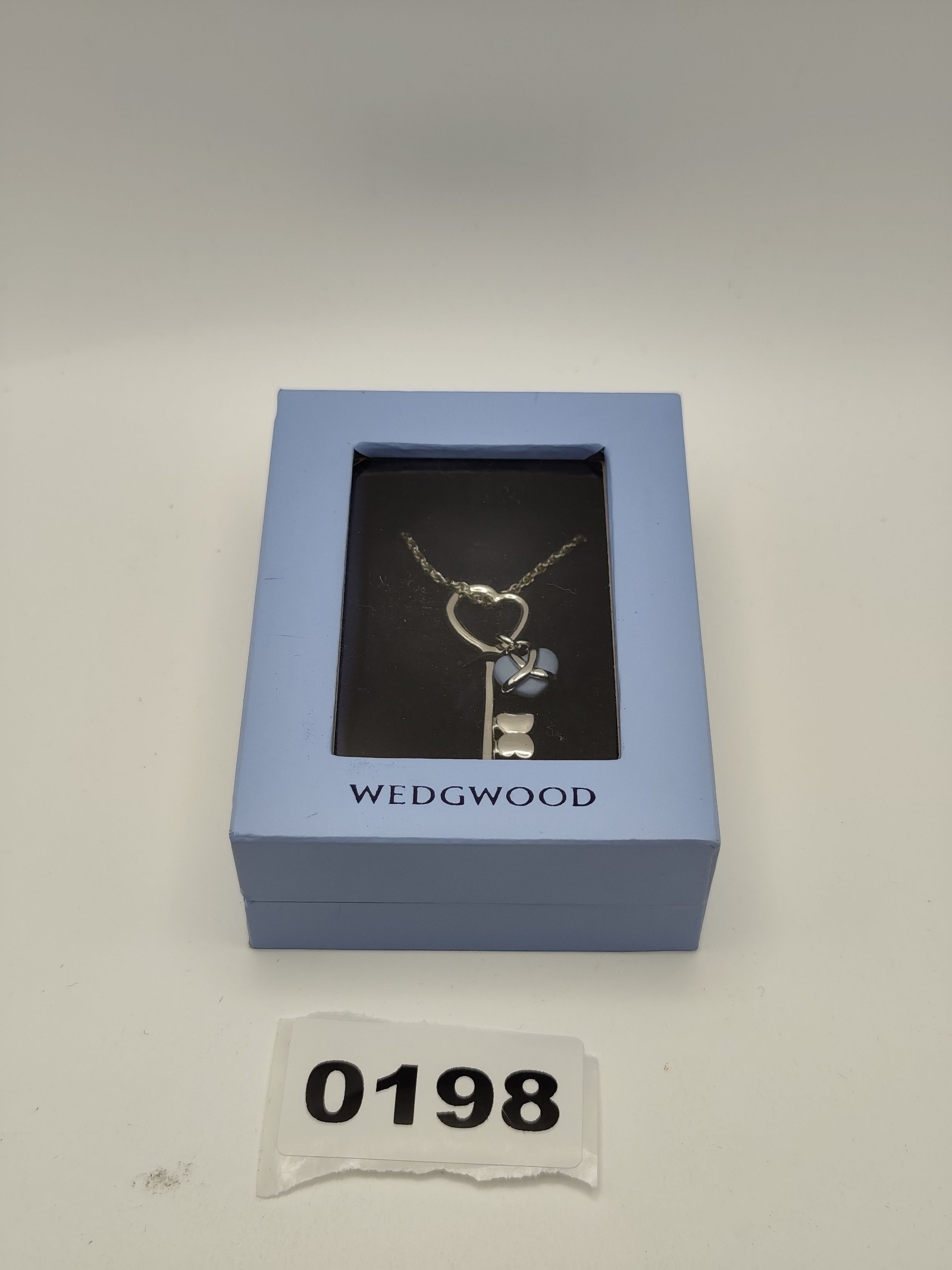 Wedgwood Silver Tone Key Heart Pendant Necklace with Blue Charm Women Other