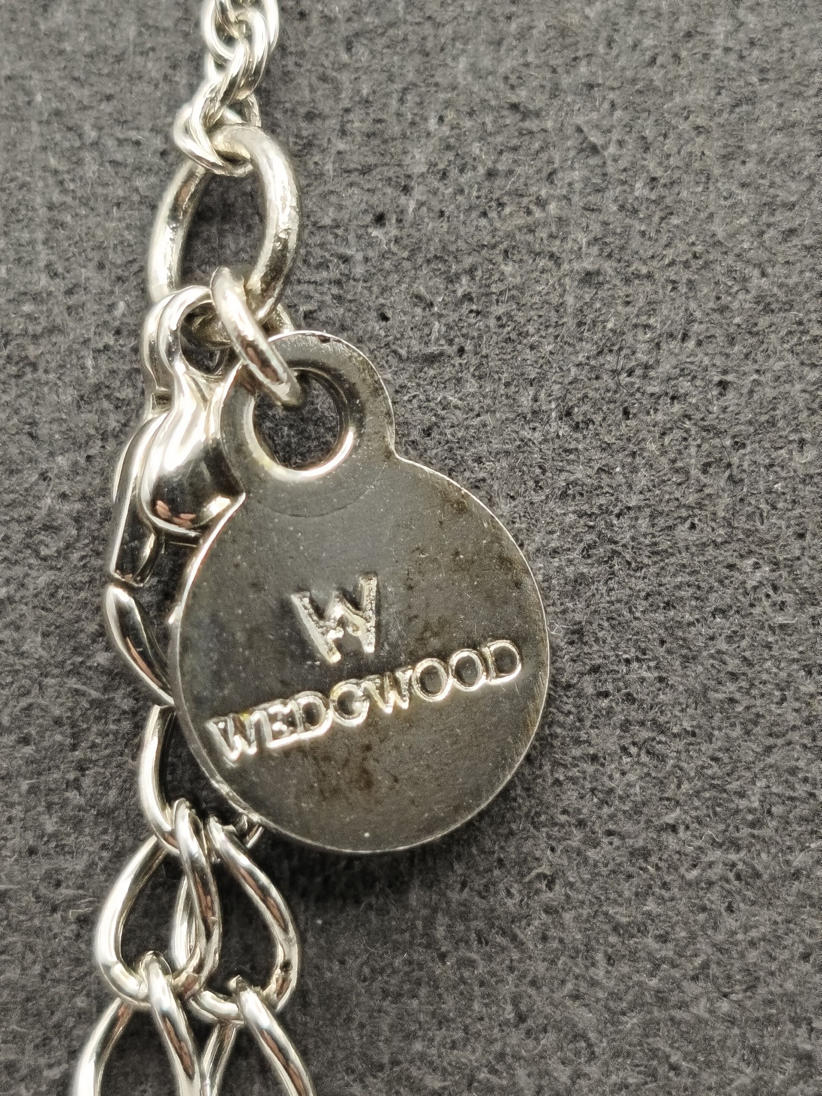 Wedgwood Silver Tone Key Heart Pendant Necklace with Blue Charm Women Other image 6