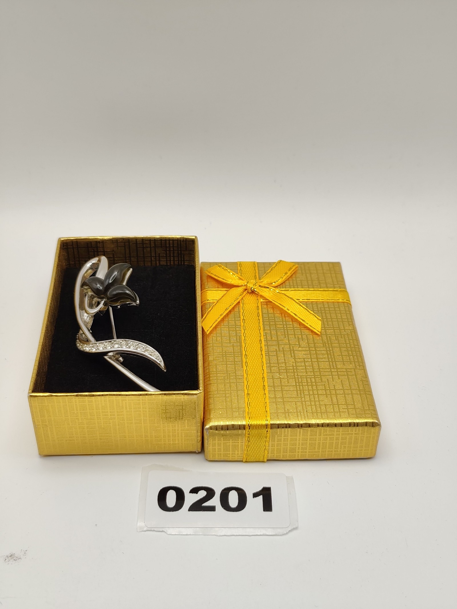 Nina Ricci Women Silver Floral Crystal Brooch Pin
