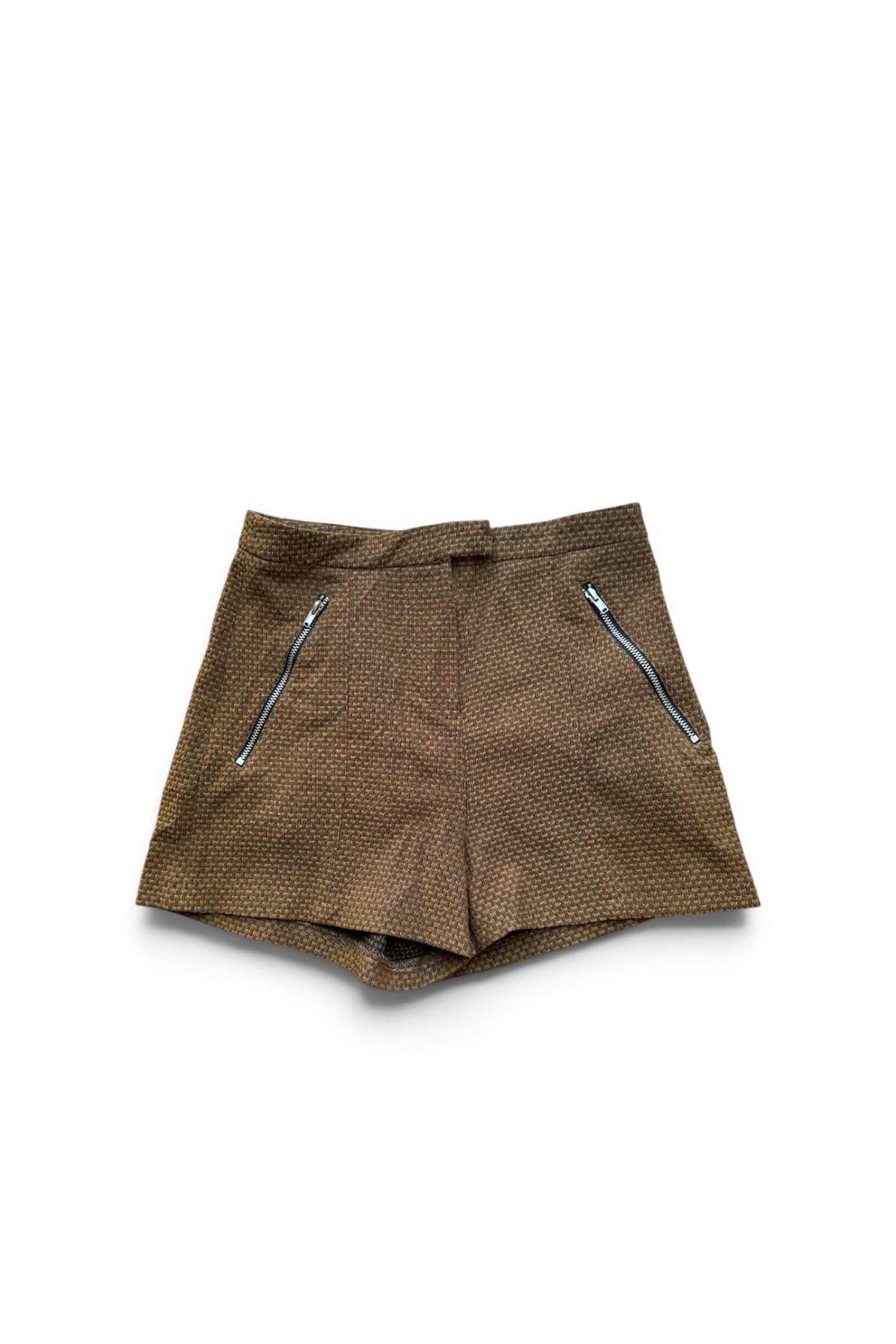 Unbranded Brown Woven Zip Pocket Shorts Medium