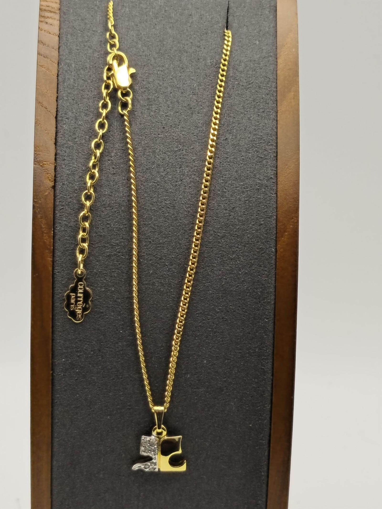Courreges Gold & Clear Crystal Puzzle Piece Necklace Women One Size 43cm image 8