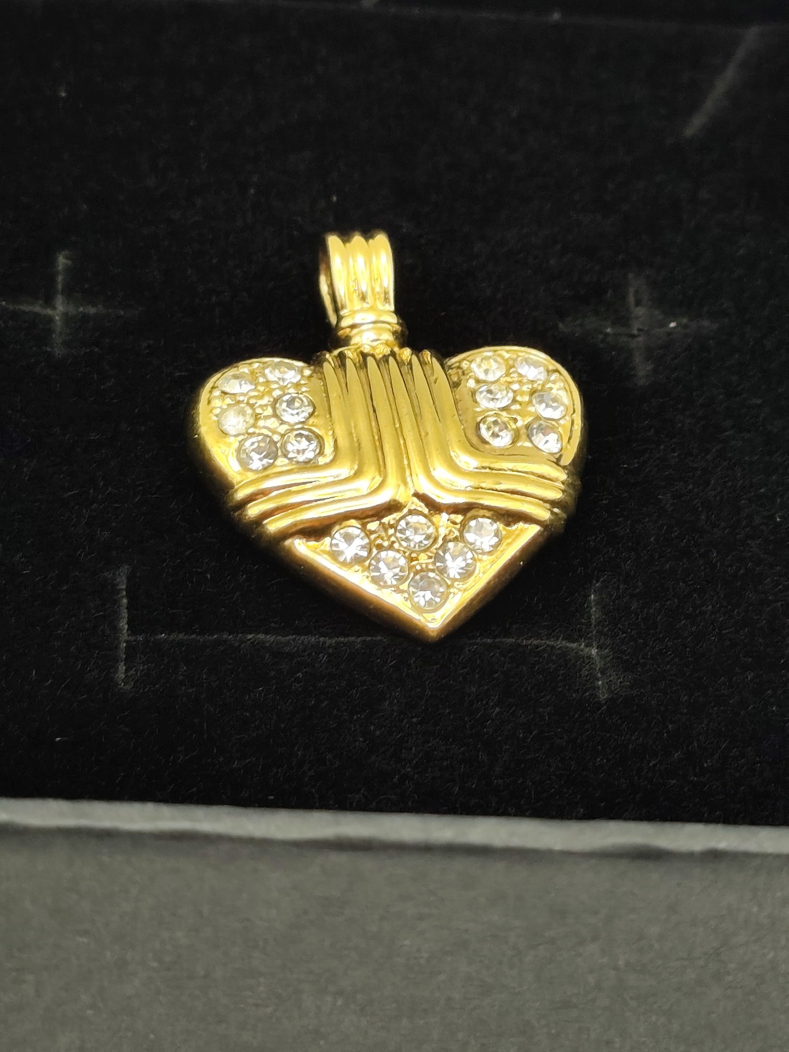 Lanvin Gold Tone & Crystal Heart Pendant Necklace image 2