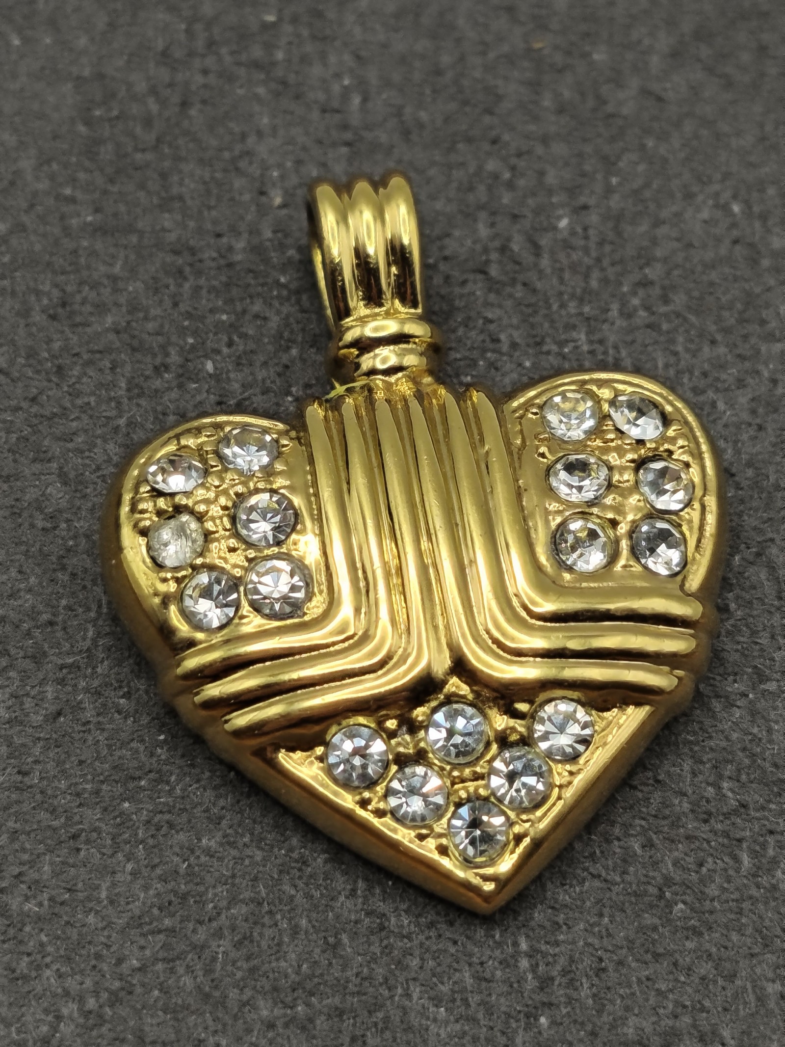 Lanvin Gold Tone & Crystal Heart Pendant Necklace image 3