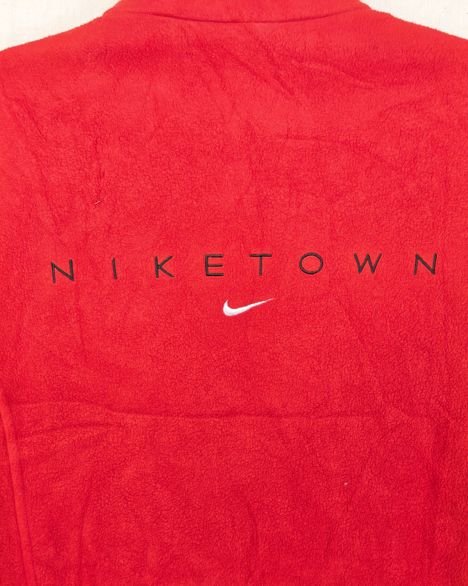Vintage 1990s Nike Red & Black Sleeveless Fleece Jacket Small Unisex Niketown image 8