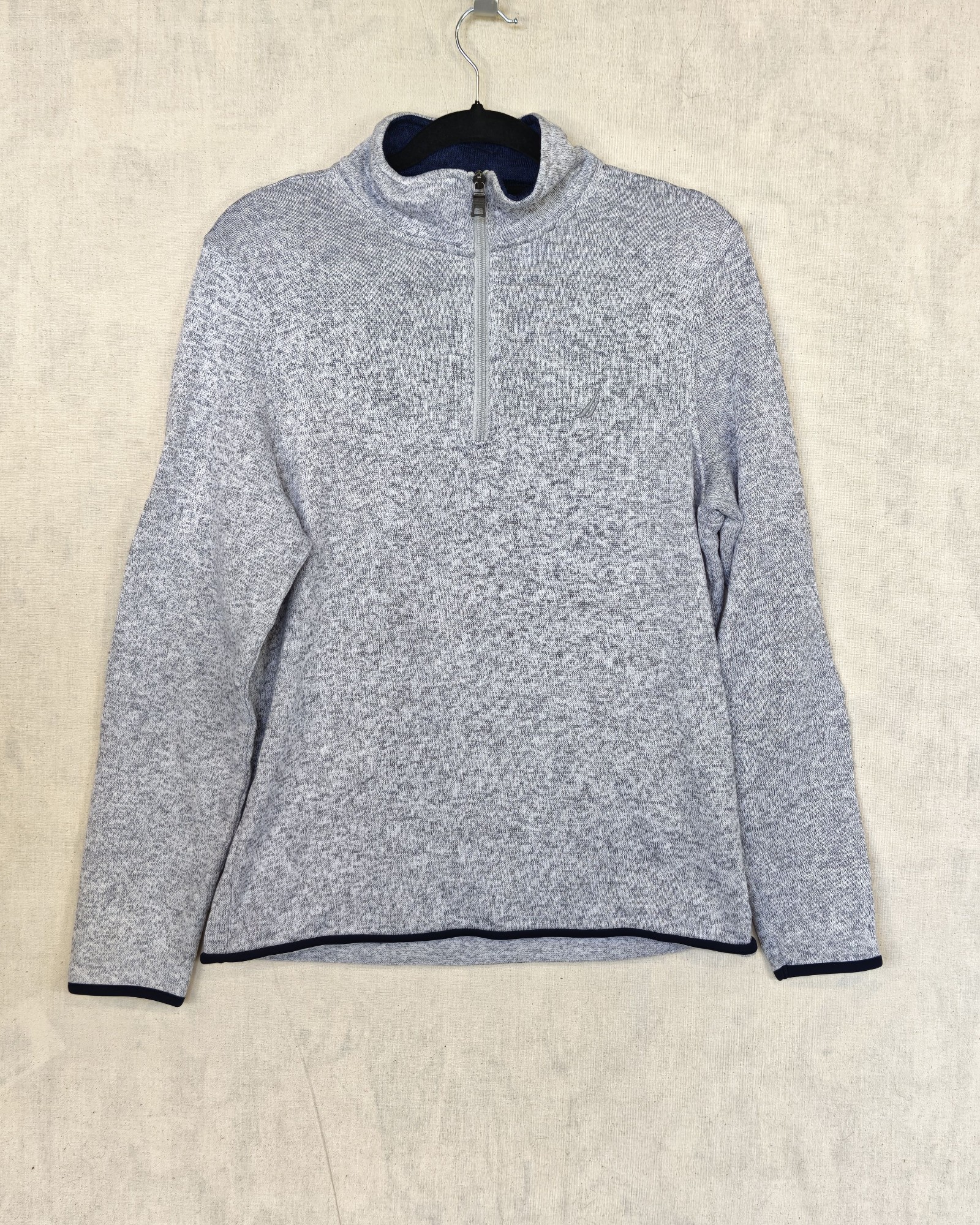 Nautica Grey & Navy Half Zip Knit Jumper Small Gorpcore Sailing