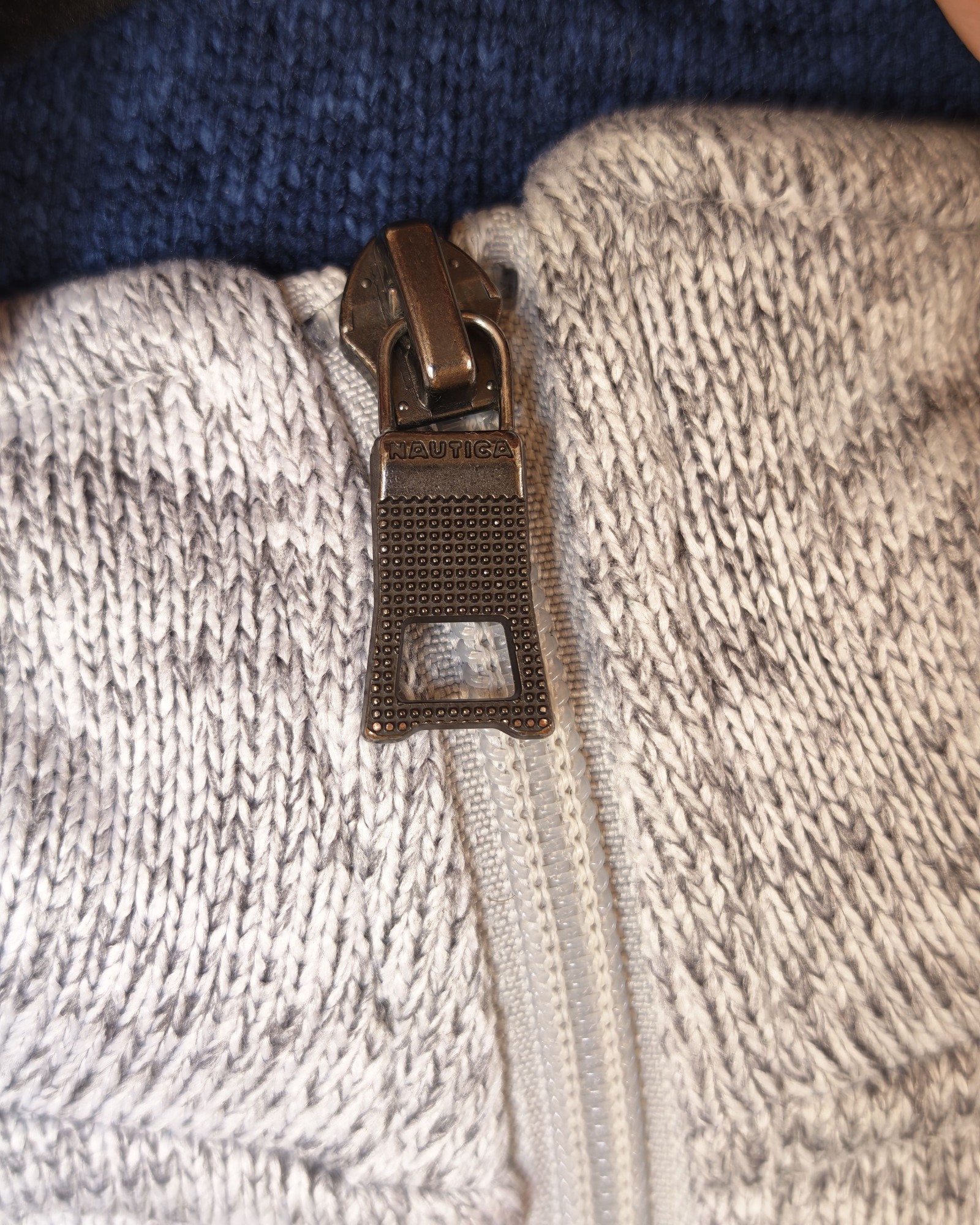 Nautica Grey & Navy Half Zip Knit Jumper Small Gorpcore Sailing image 5