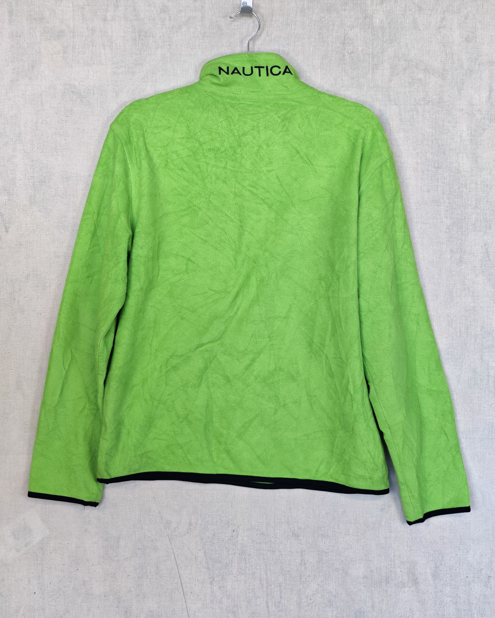 Nautica Green & Navy Fleece Pullover Small Soft Warm Gorpcore Sailing Spellout image 2