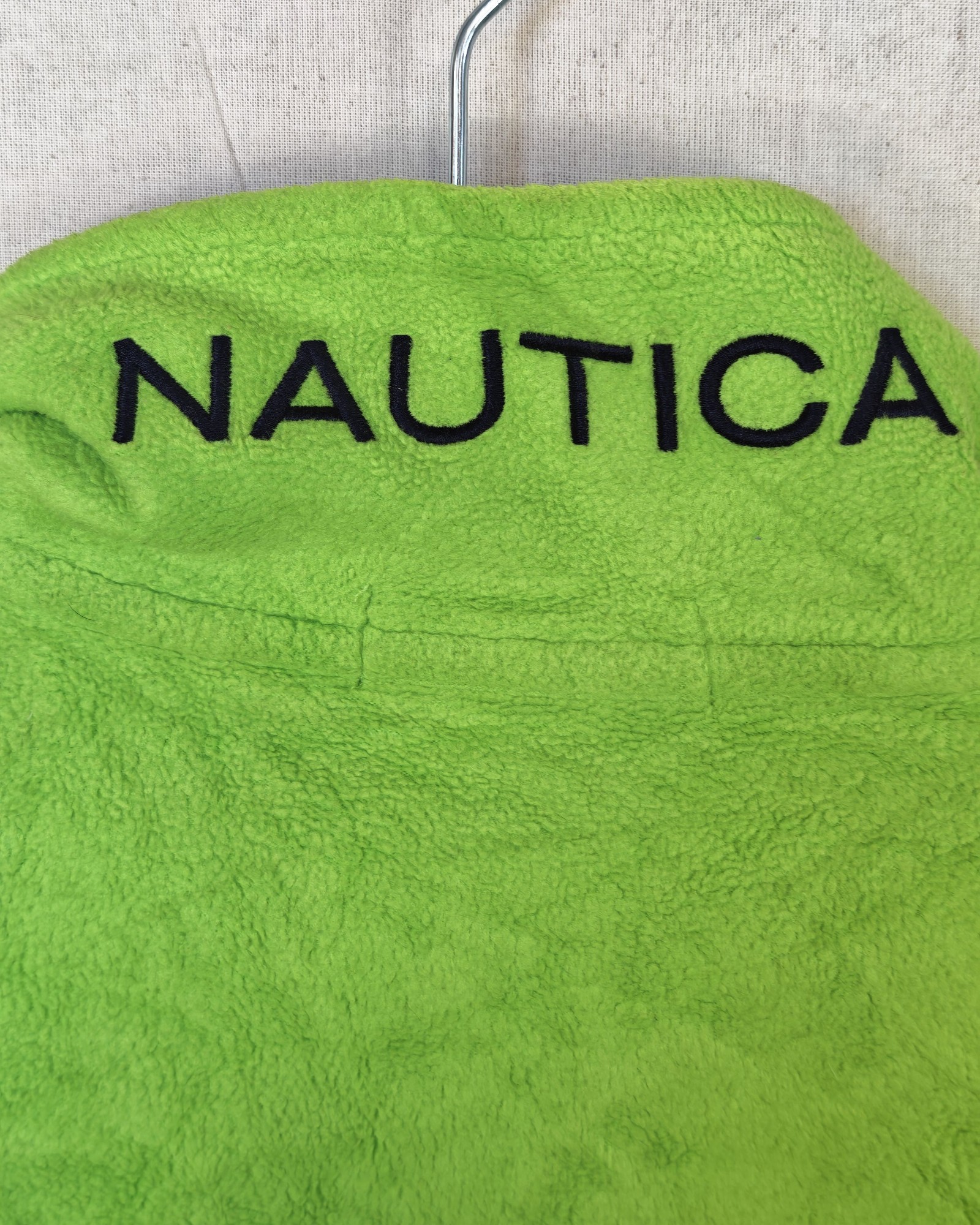 Nautica Green & Navy Fleece Pullover Small Soft Warm Gorpcore Sailing Spellout image 6