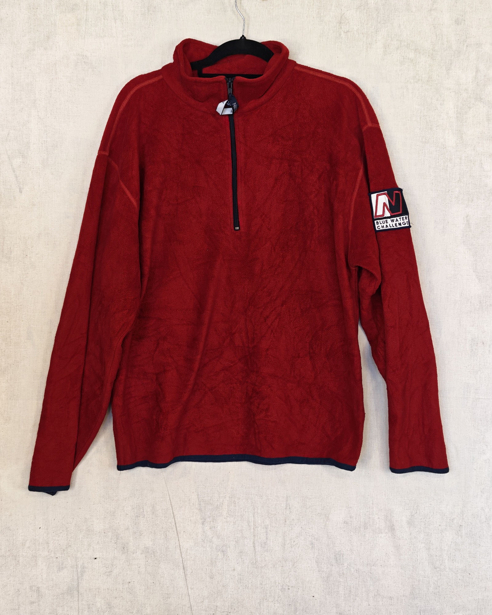 Vintage 90s Nautica Red Polyester Half Zip Sweatshirt Medium Gorpcore Sailing