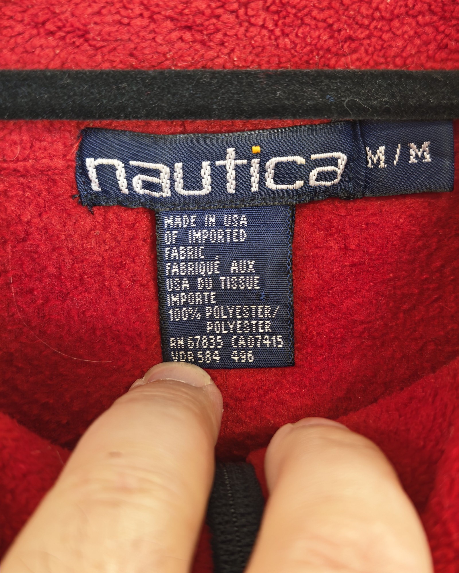 Vintage 90s Nautica Red Polyester Half Zip Sweatshirt Medium Gorpcore Sailing image 3
